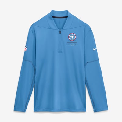 Tennessee Titans Nike Sideline Logo Glory Midweight Dri-FIT Half-Zip Pullover - Light Blue