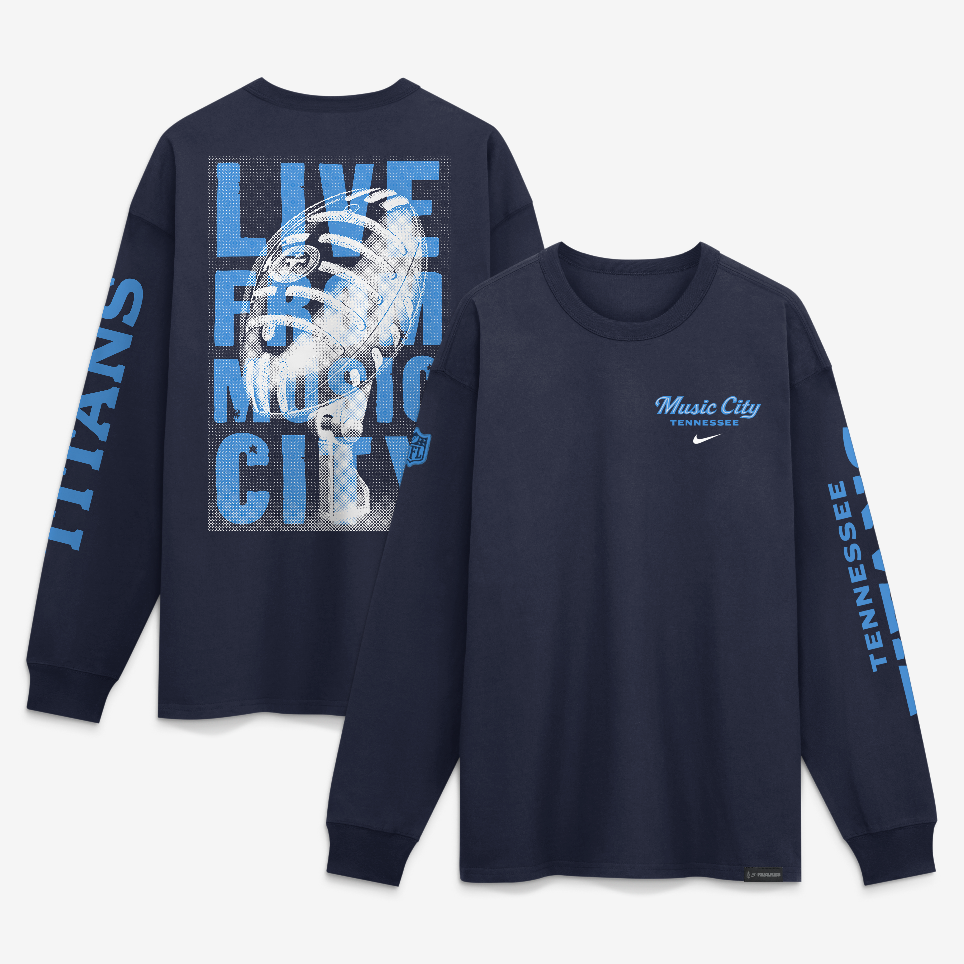 T-shirt à manches longues Nike Max90 pour homme, bleu marine, collection Tennessee Titans 2026 Rivalries