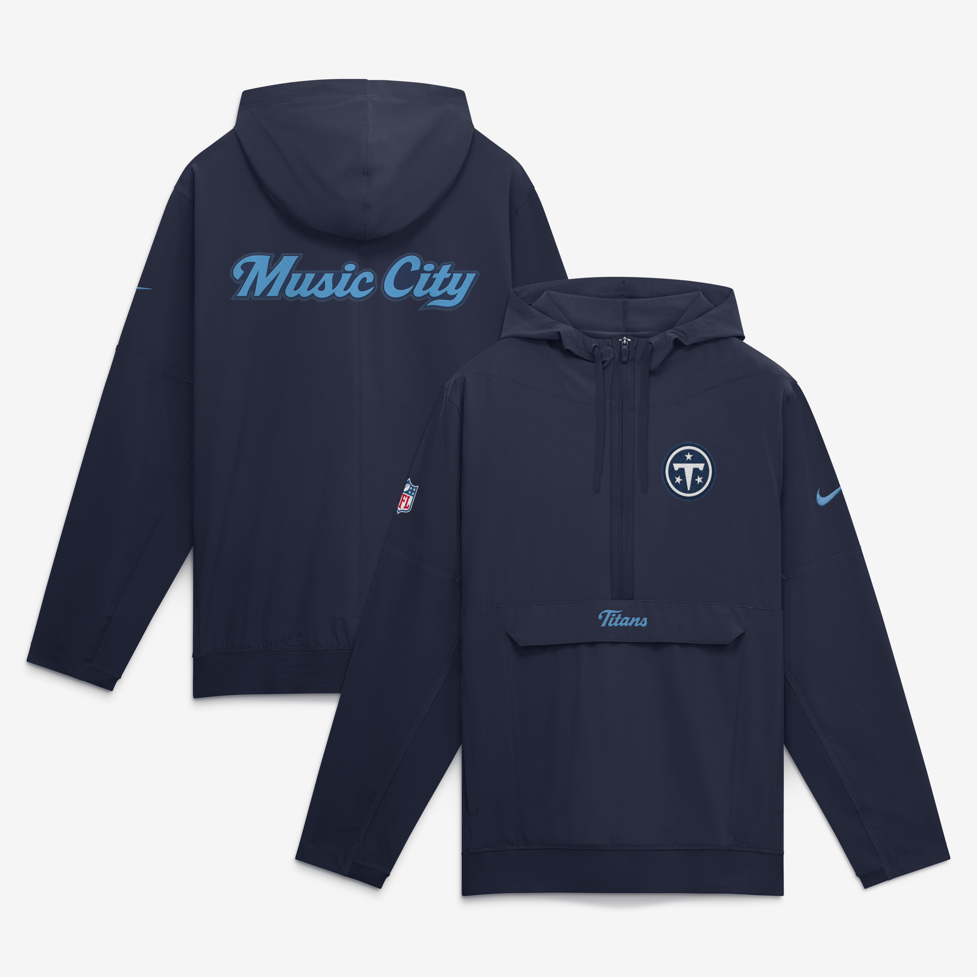 Men's Nike  Navy Tennessee Titans 2026 Rivalries Collection Sideline Anorak Half-Zip Jacket