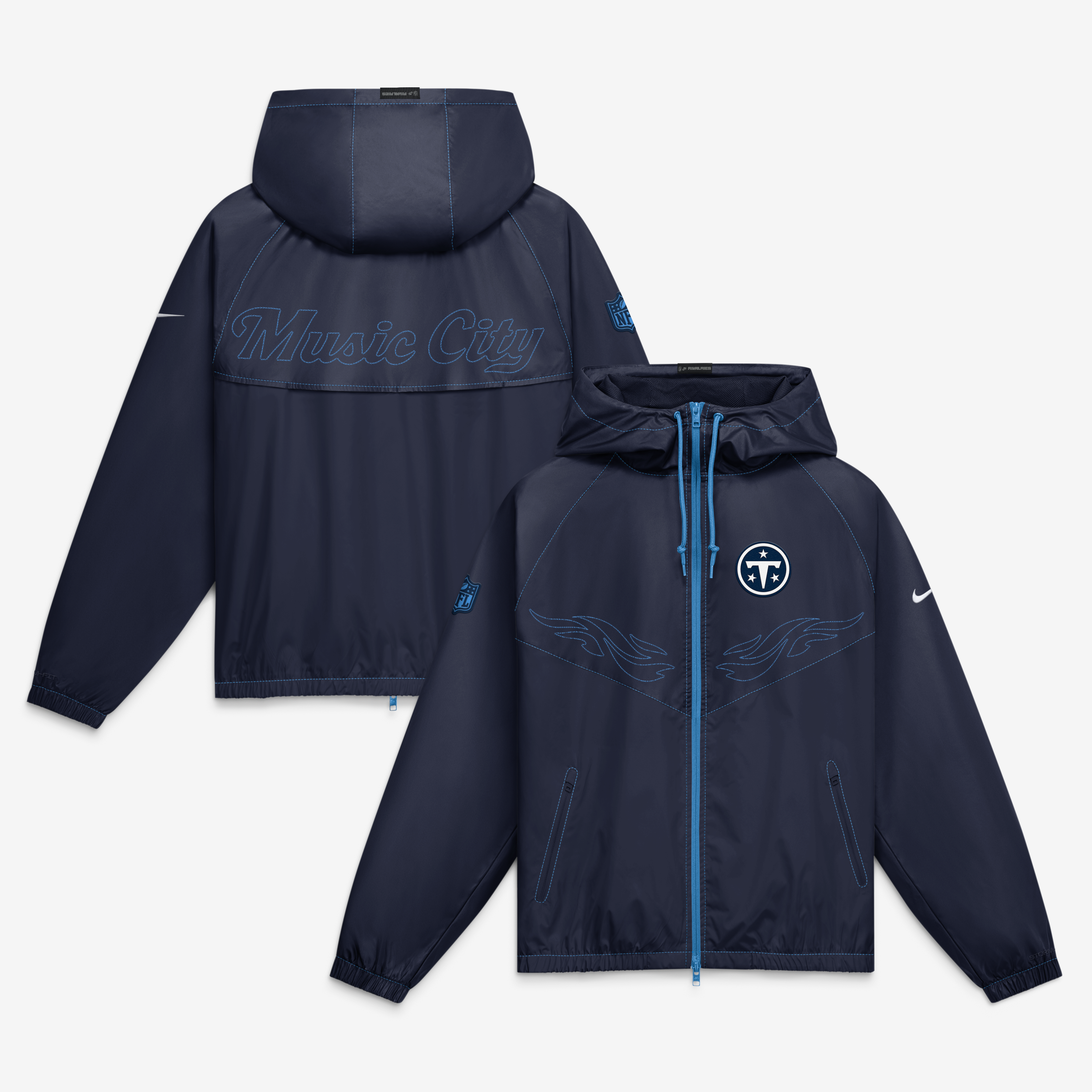 Veste coupe-vent zippée Nike pour homme, collection Rivalries 2026 des Tennessee Titans, bleu marine