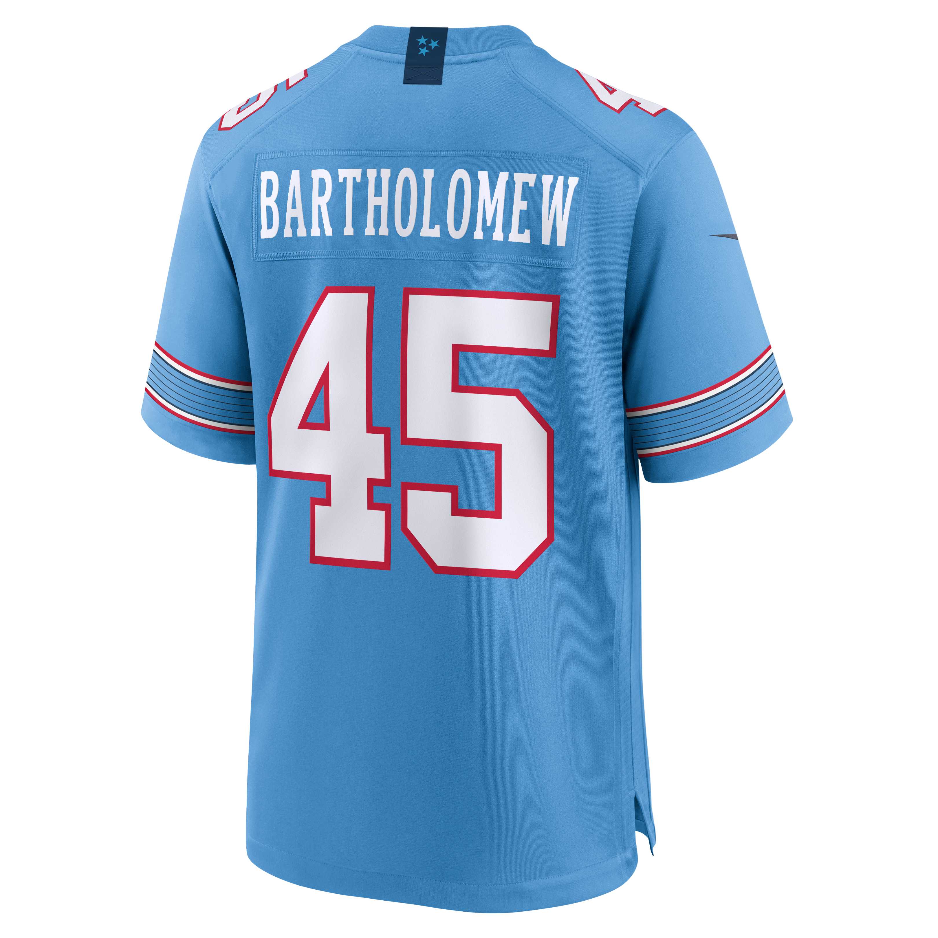 Maillot de match Nike Shemar Bartholomew bleu clair des Tennessee Titans pour homme