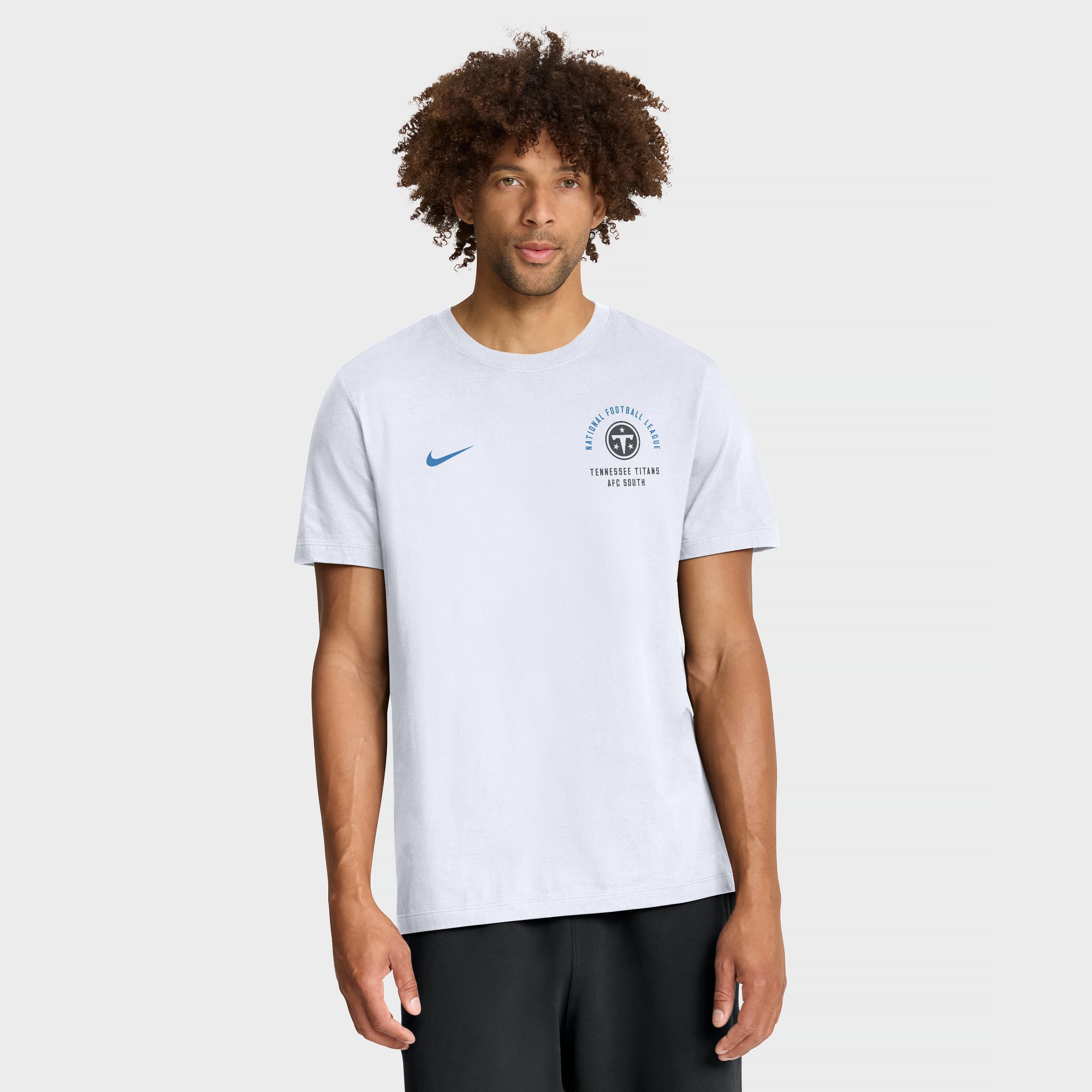 T-shirt Nike blanc pour homme avec logo divisé des Tennessee Titans