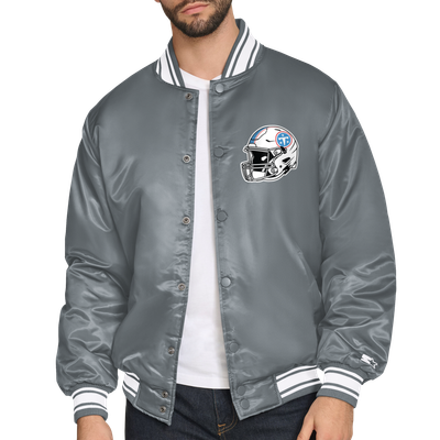  Tennessee Titans Starter Triangle Graphic Full-Snap Satin Varsity Jacket - Gray