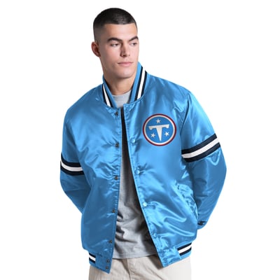 Tennessee Titans Starter Courtside Varsity Full Snap Jacket - Light Blue