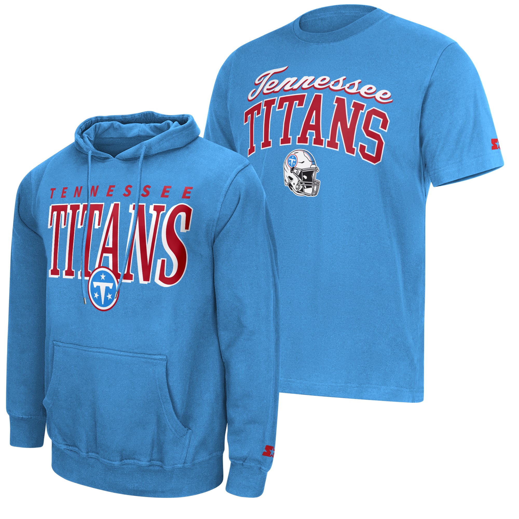 Ensemble t-shirt et sweat à capuche Starter bleu clair pour homme avec logo des Tennessee Titans