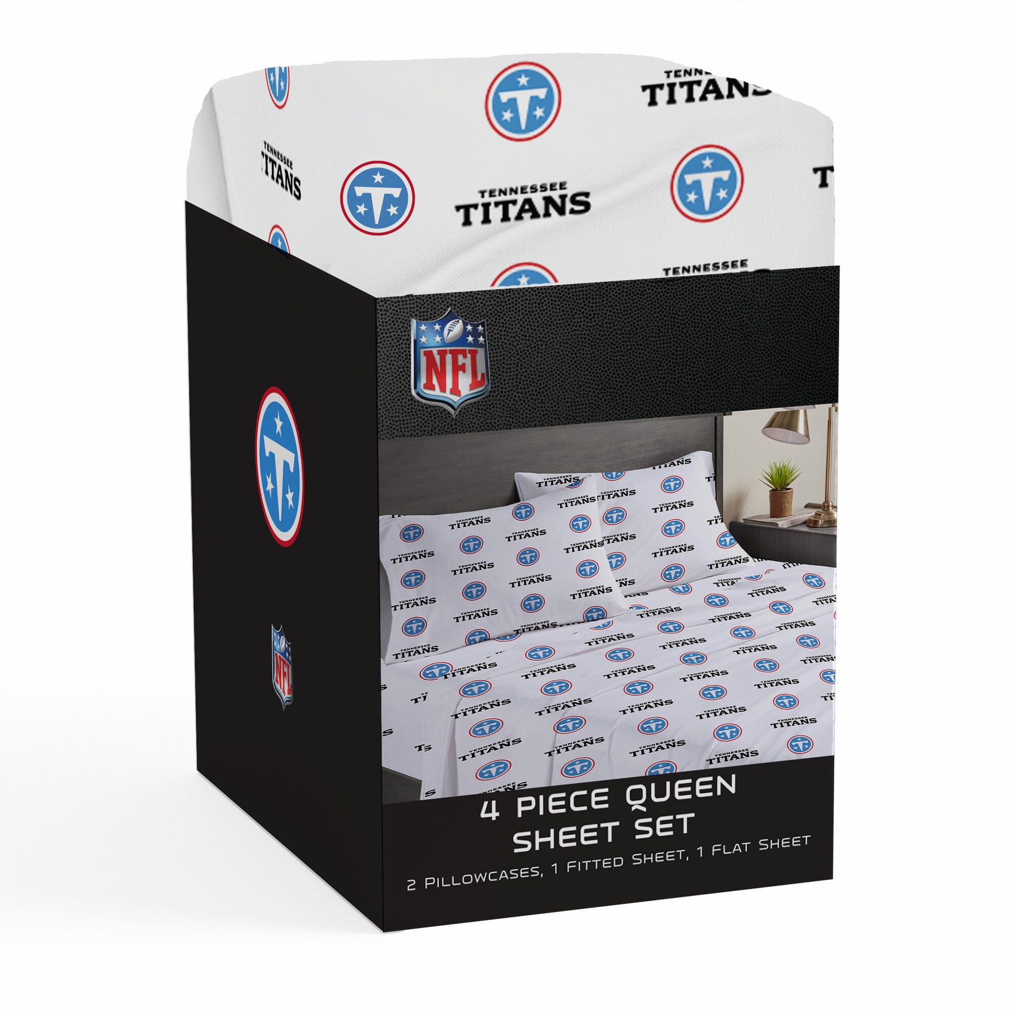 Ensemble de draps quatre pièces Pegasus Tennessee Titans pour lit queen