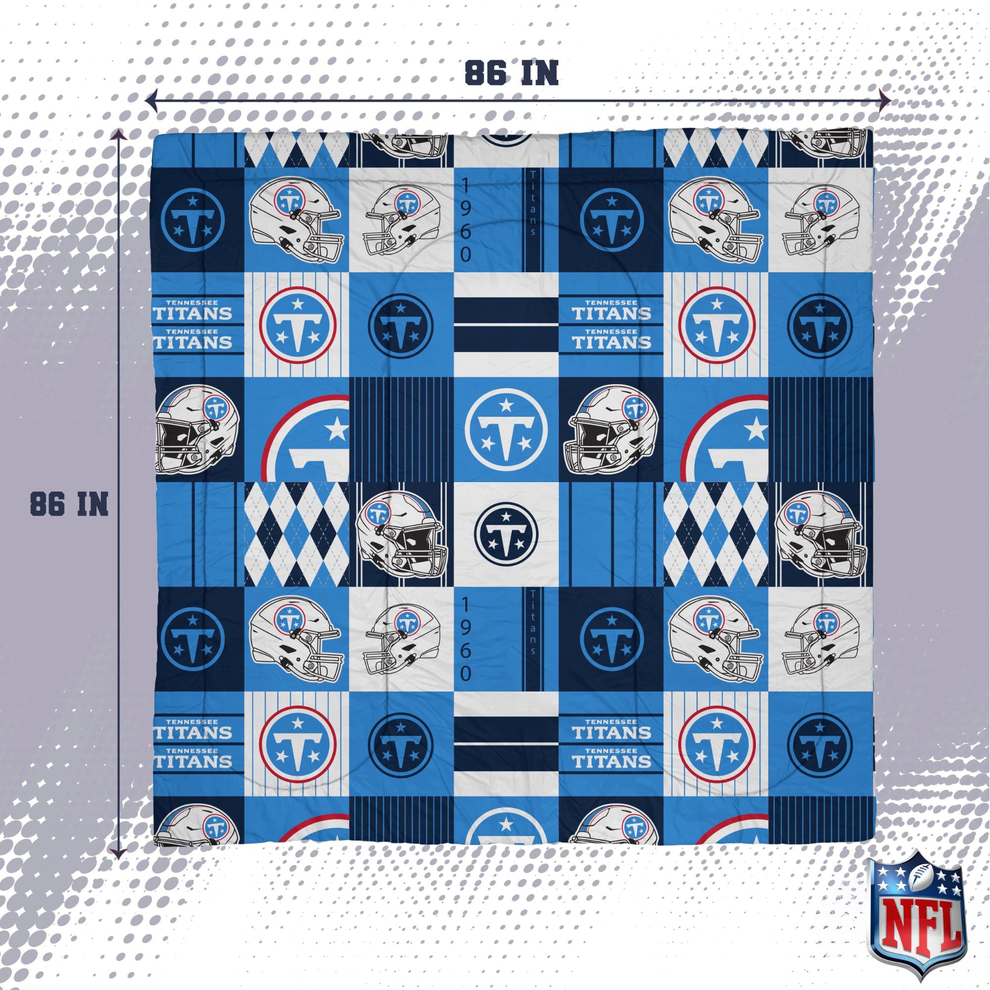 Pegasus Tennessee Titans Patchwork Plaid Three-Piece Full/Queen Bed in a Bag Set