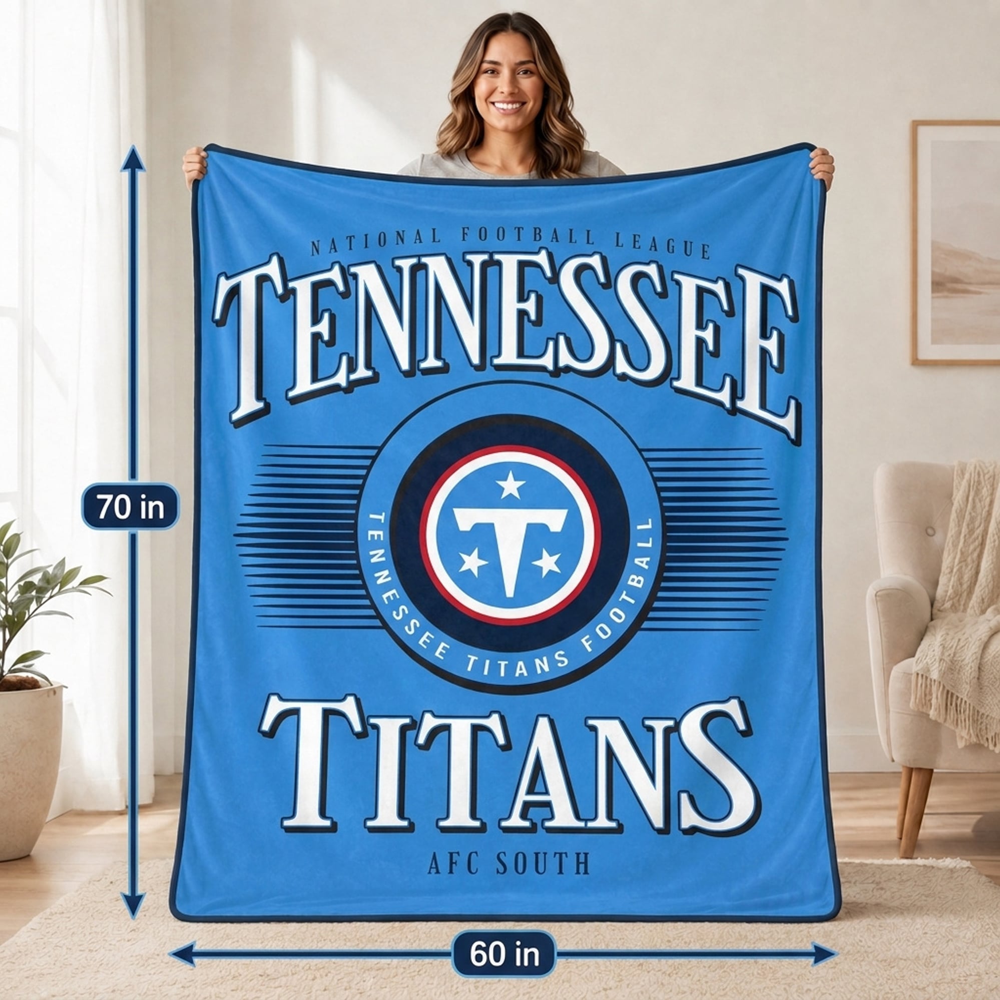 Pegasus Tennessee Titans Spotlight Arch 60" x 70" Ultra Soft Throw Blanket