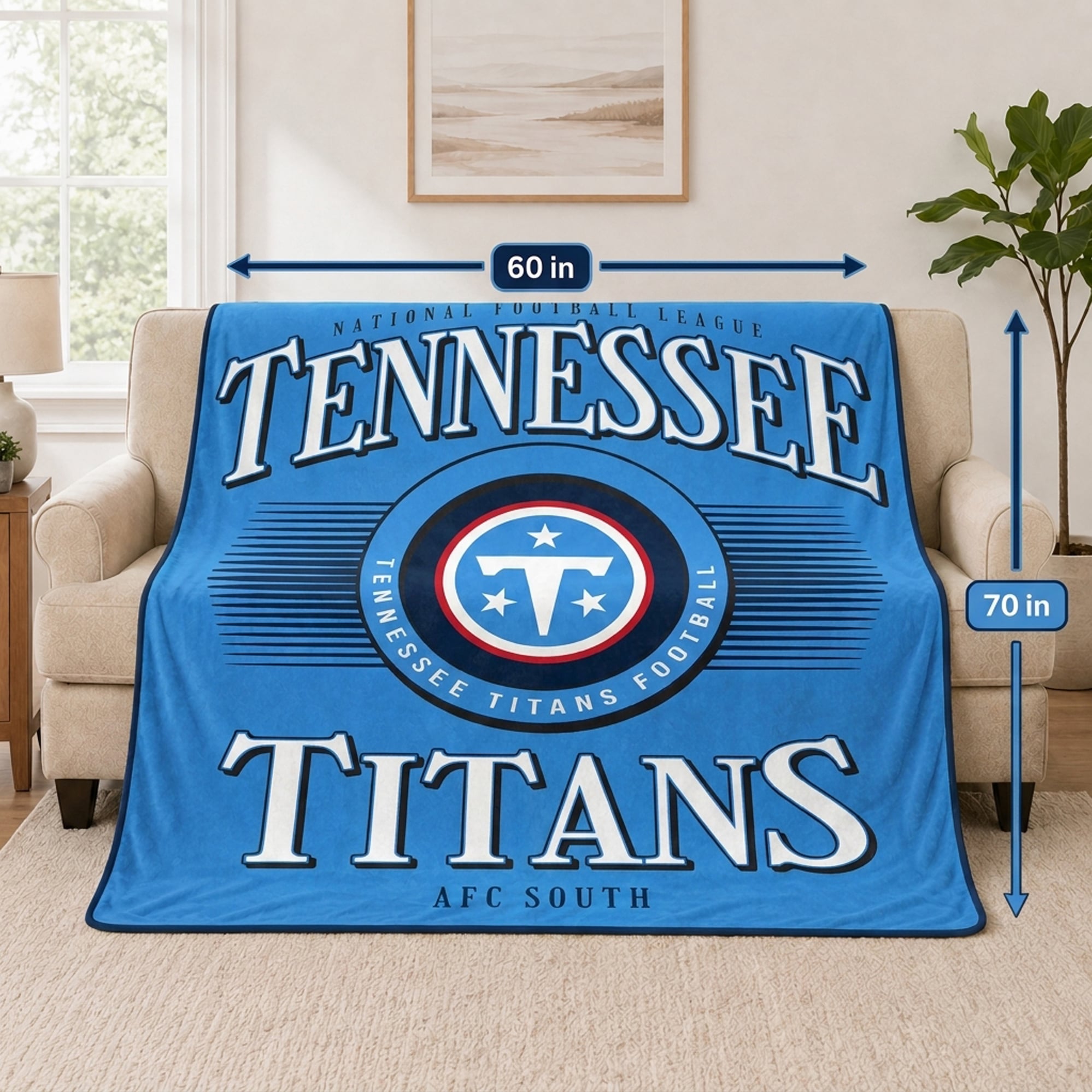 Pegasus Tennessee Titans Spotlight Arch 60" x 70" Ultra Soft Throw Blanket