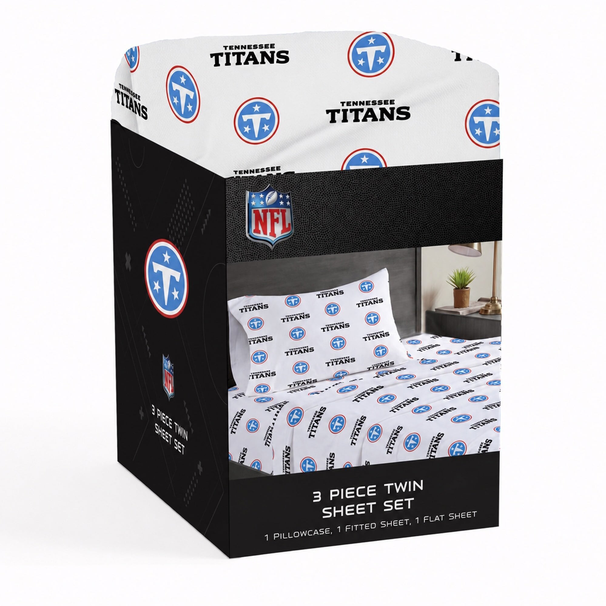 Ensemble de draps trois pièces Pegasus Tennessee Titans pour lit simple