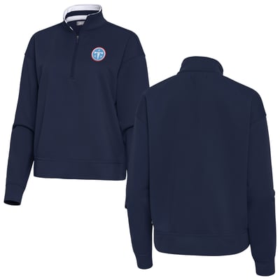 Tennessee Titans Antigua Women's Goddess Quarter-Zip Pullover - Navy