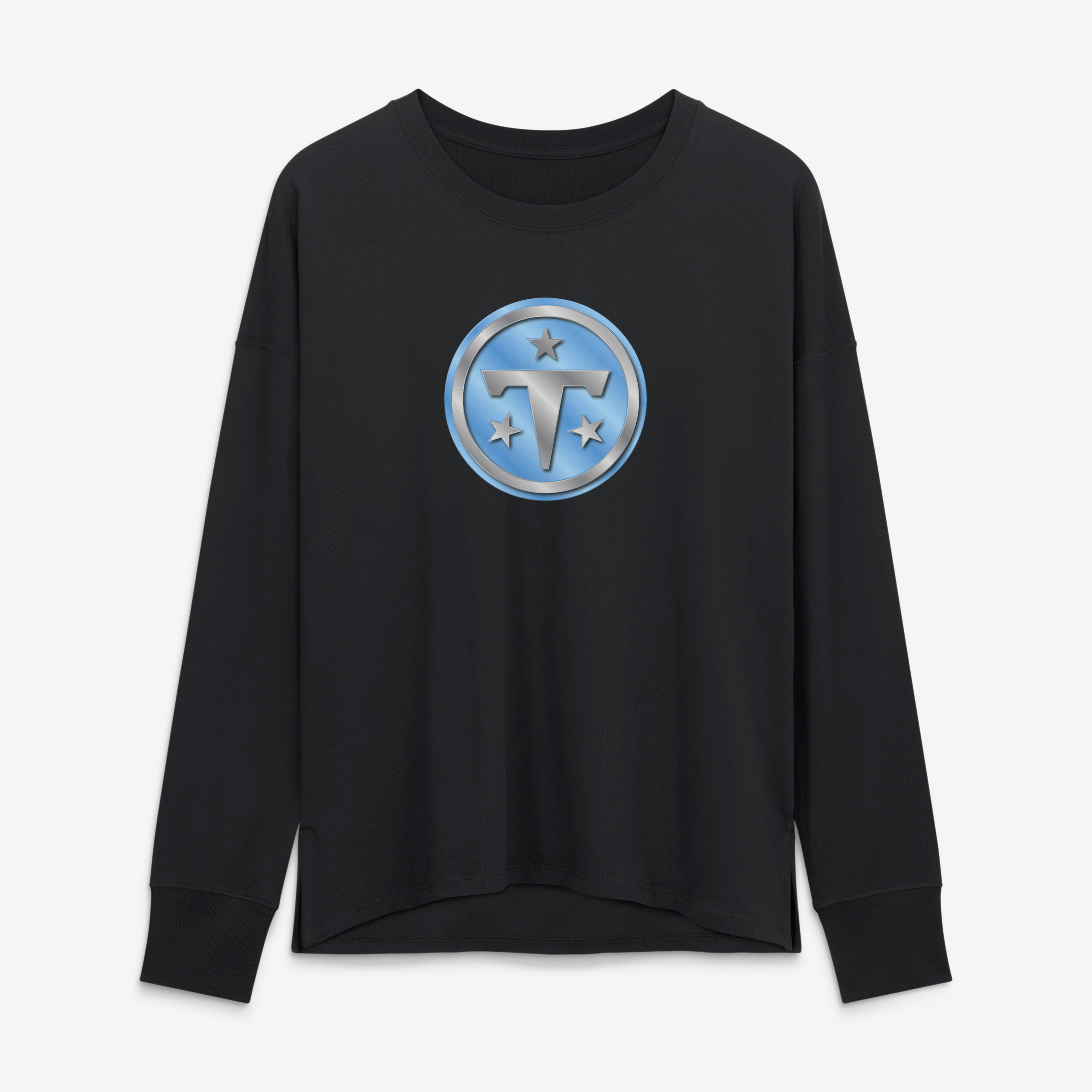 T-shirt à manches longues noir pour femmes avec mascotte métallique des Tennessee Titans