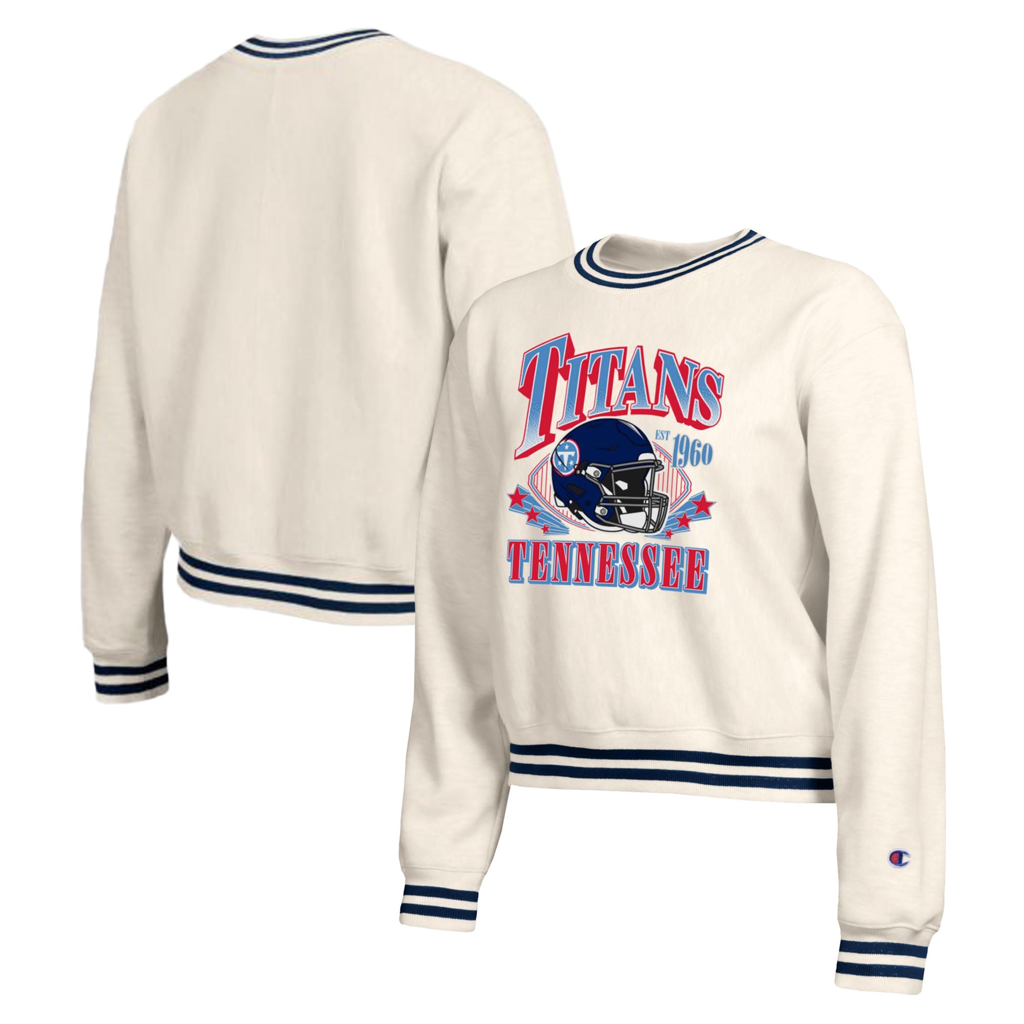 Sweat-shirt en polaire à tissage inversé crème Champion pour femme, Tennessee Titans