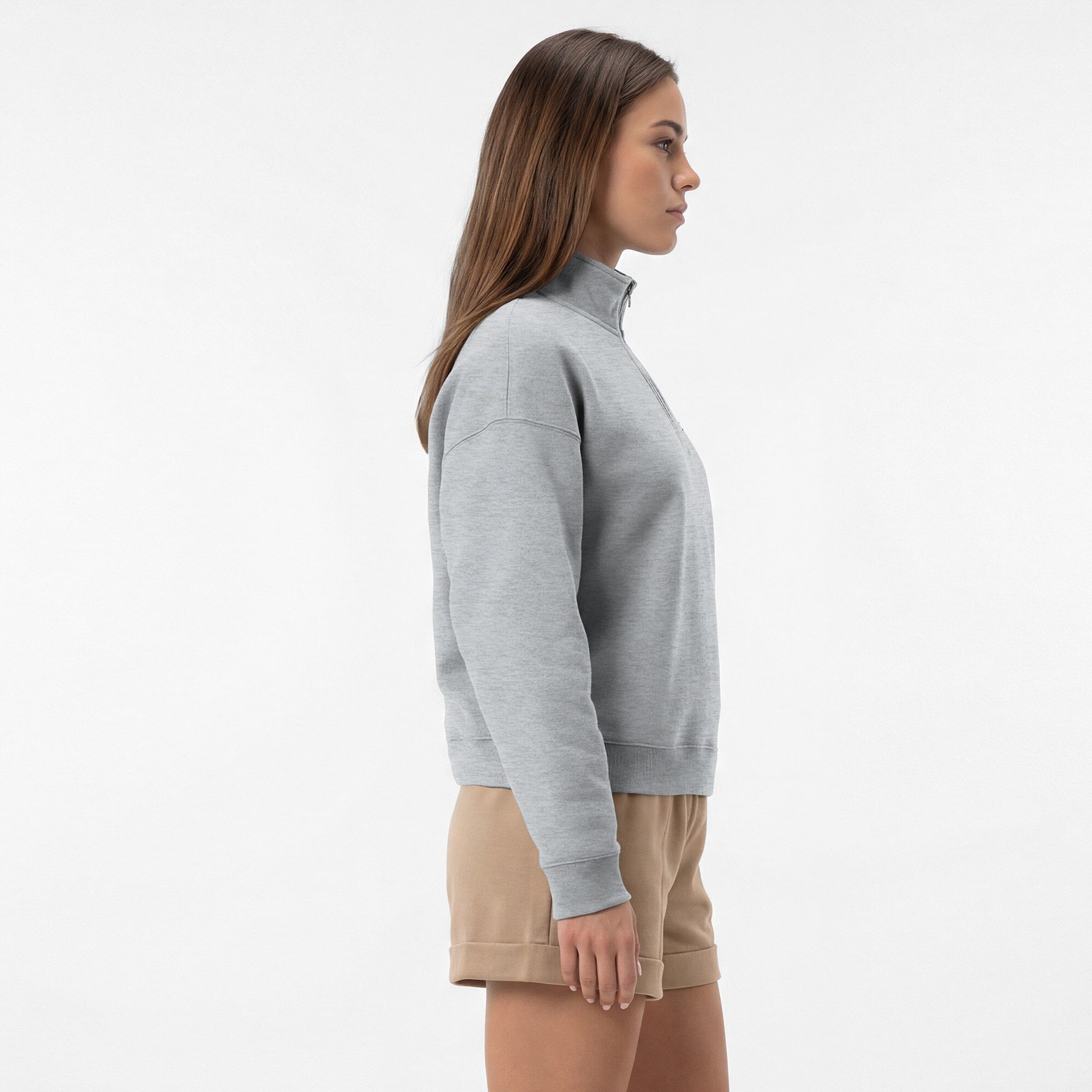 Women's Champion  Heather Gray Tennessee Titans Powerblend Quarter-Zip Sweatshirt