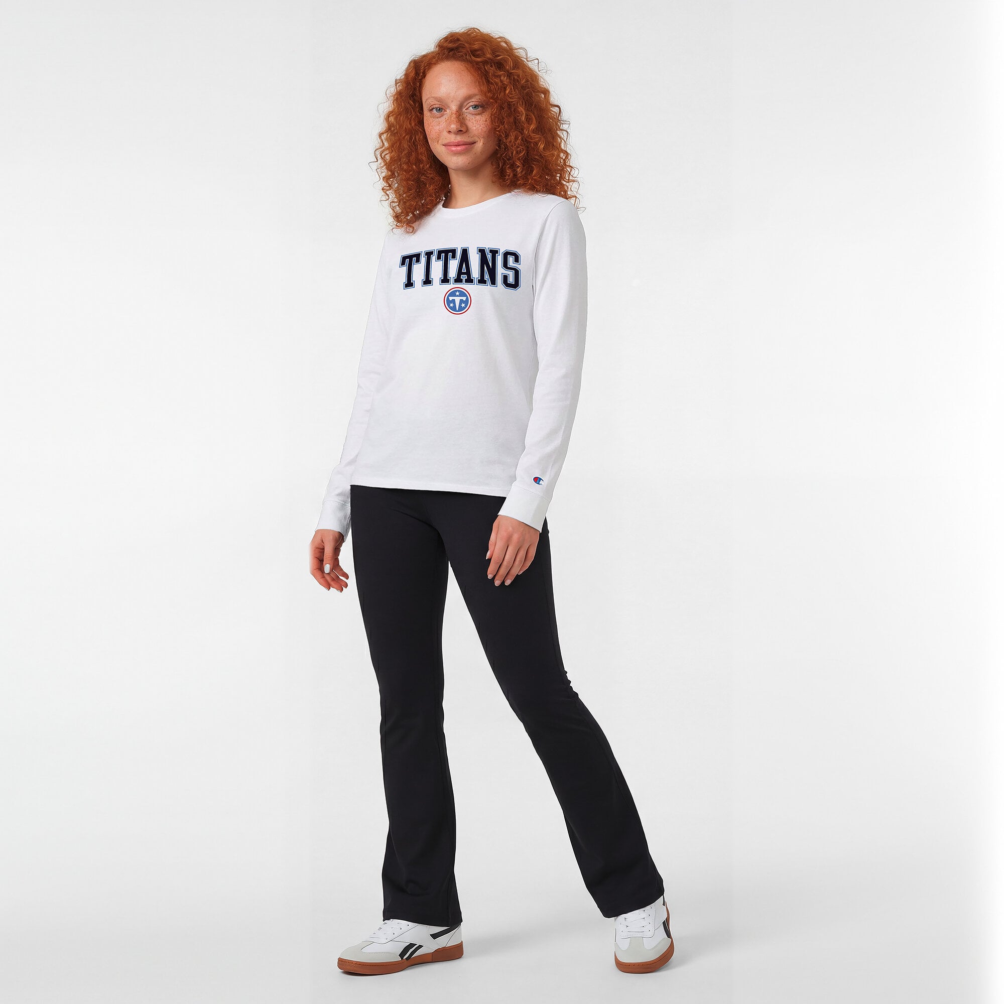 Women's Champion White Tennessee Titans Core Logo Long Sleeve T-Shirt