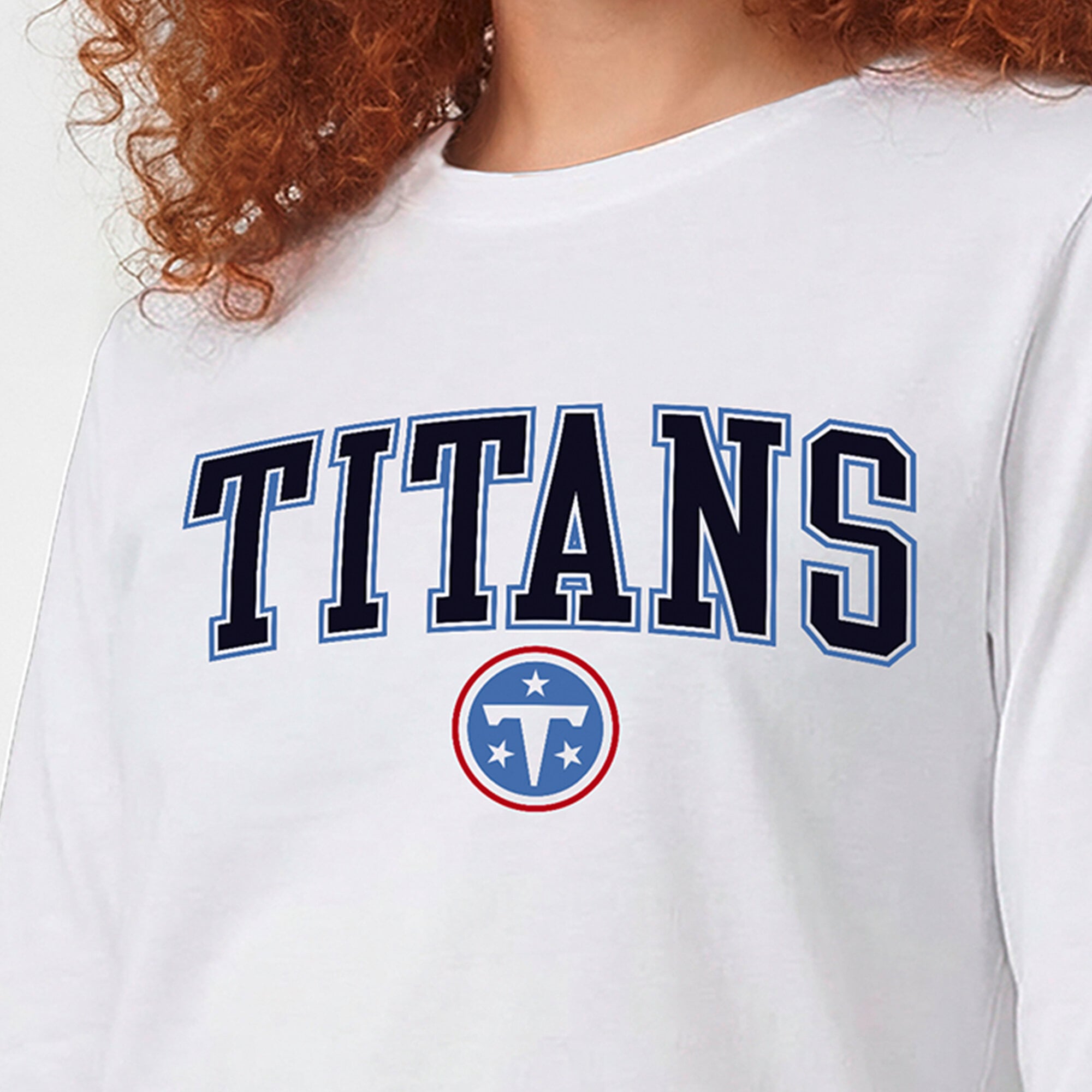 Women's Champion White Tennessee Titans Core Logo Long Sleeve T-Shirt