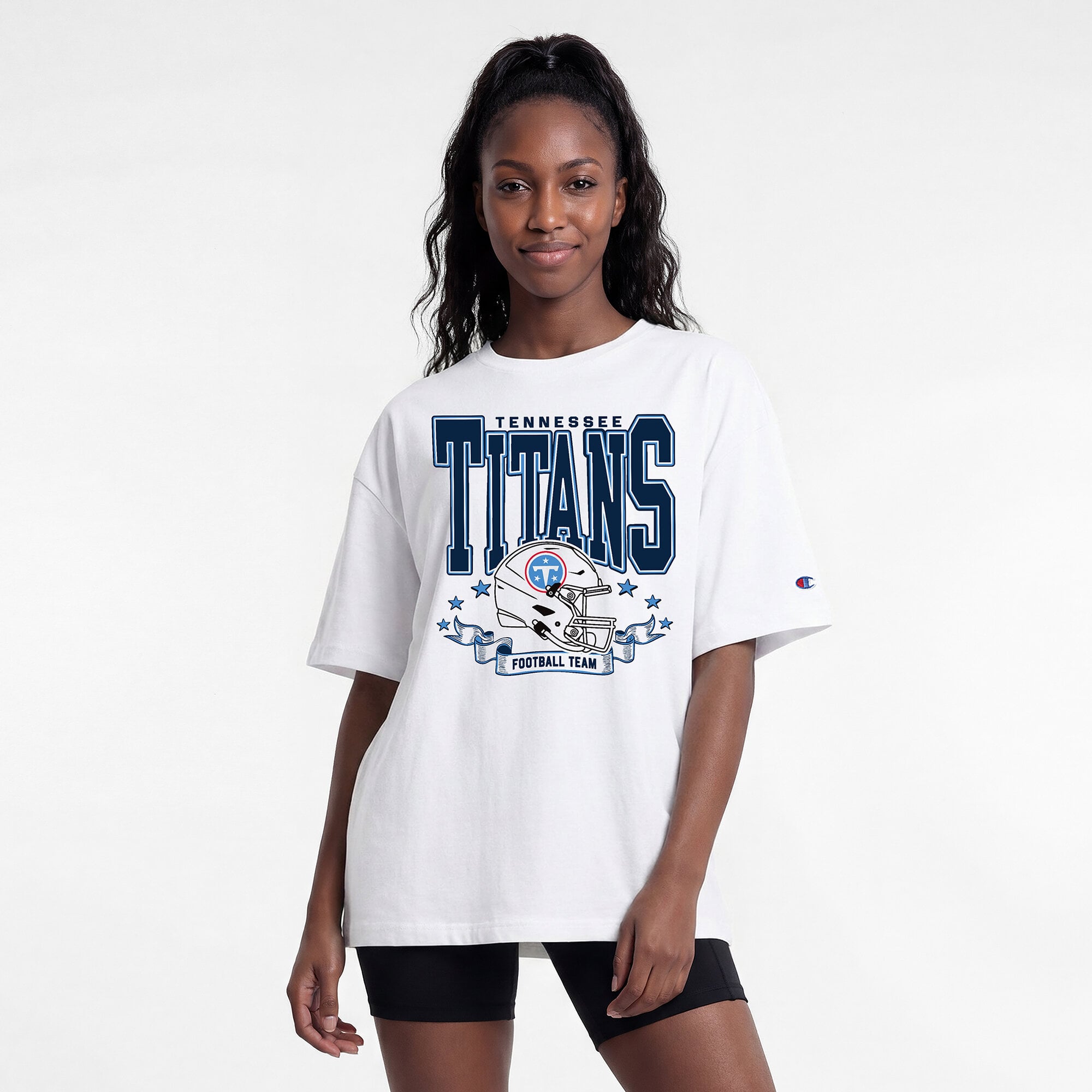Women's Champion  White Tennessee Titans Oversized T-Shirt