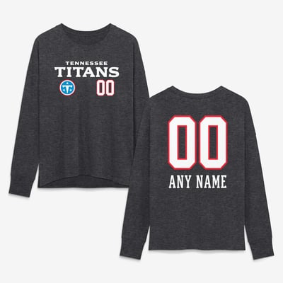 Tennessee Titans Women's Touchdown Wordmark Personalized Name & Number Long Sleeve T-Shirt - Charcoal