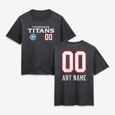 Tennessee Titans Women's Touchdown Wordmark Personalized Name & Number T-Shirt - Charcoal
