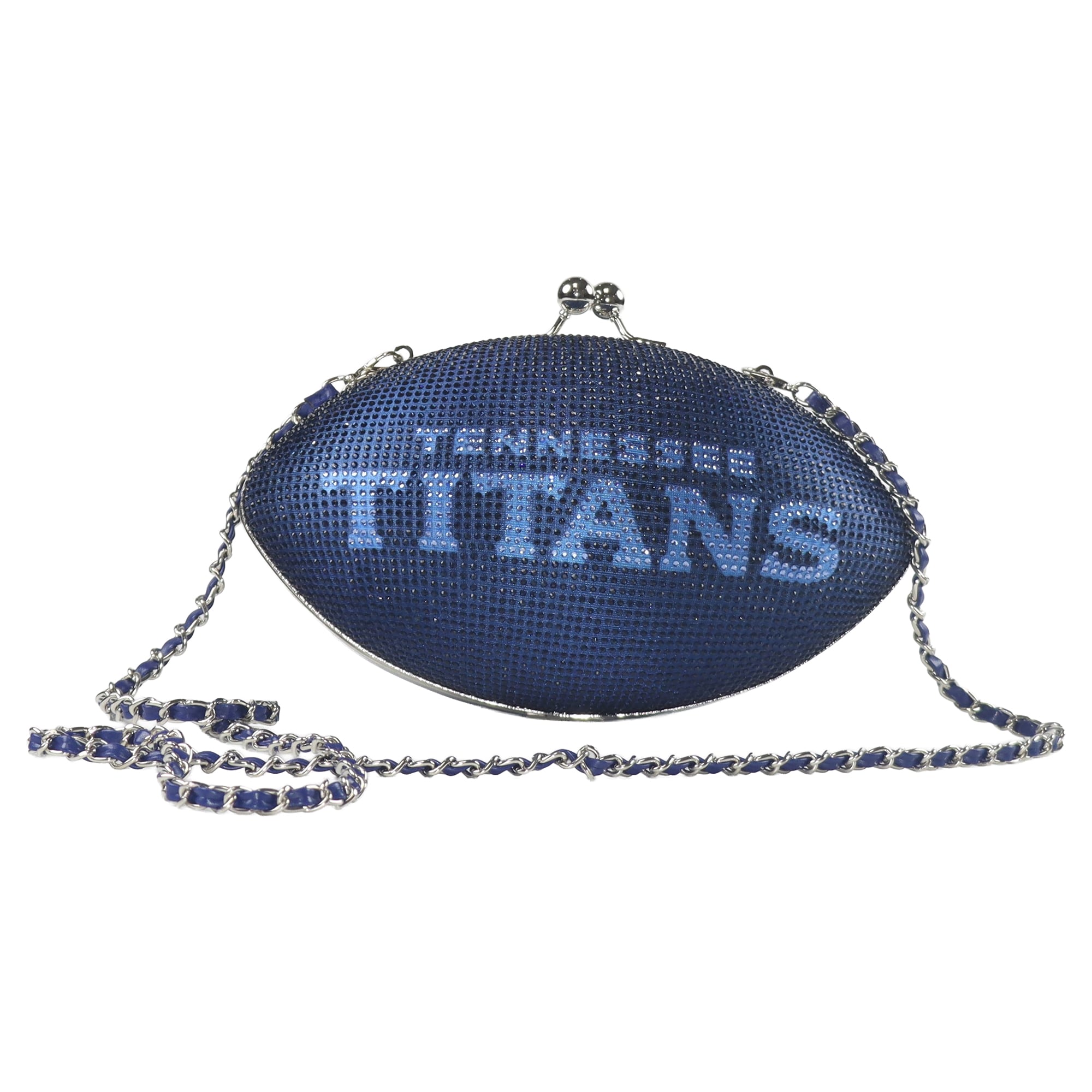 Sac à main FABGATING by Cuce bleu Tennessee Titans, couleur de l'équipe, en cristal, style football américain.
