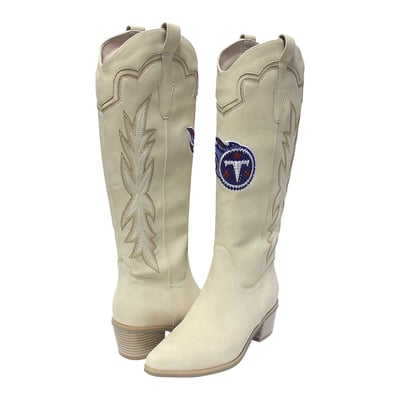  Tennessee Titans FABGATING by Cuce Women's Cowboy Boots - Cream
