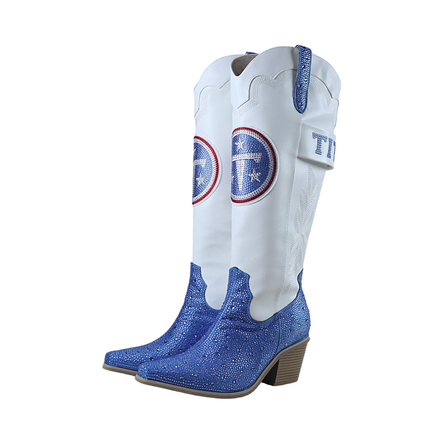 Women's FABGATING by Cuce  White Tennessee Titans Crystal Cowboy Boots