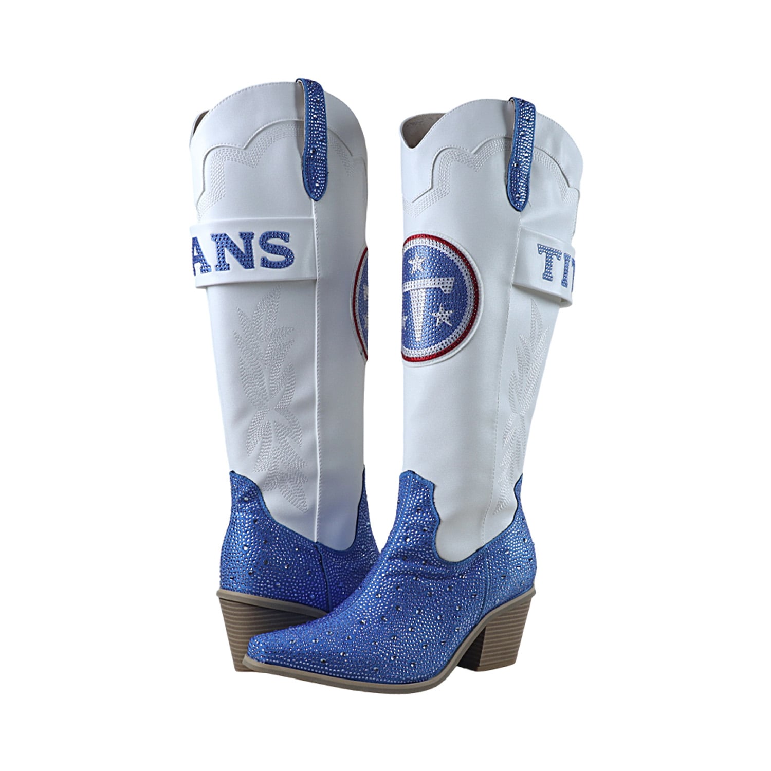 Women's FABGATING by Cuce  White Tennessee Titans Crystal Cowboy Boots