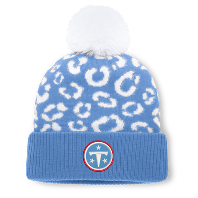 Tennessee Titans Fanatics Women's Blur Cuffed Knit Hat with Pom - Light Blue