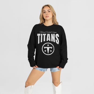 Tennessee Titans Gameday Couture Women's Bold Ambition Oversized Long Sleeve T-Shirt - Black