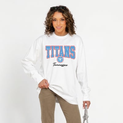 Tennessee Titans Gameday Couture Women's Sweet Spot Oversized Long Sleeve T-Shirt - White