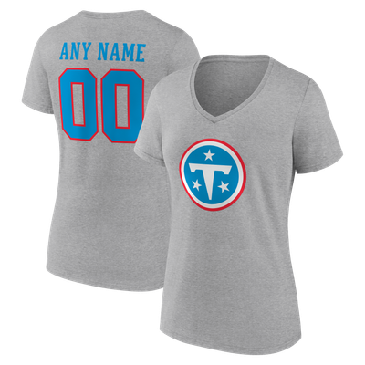 Tennessee Titans Women's Team Authentic Personalized Name & Number V-Neck T-Shirt - Gray