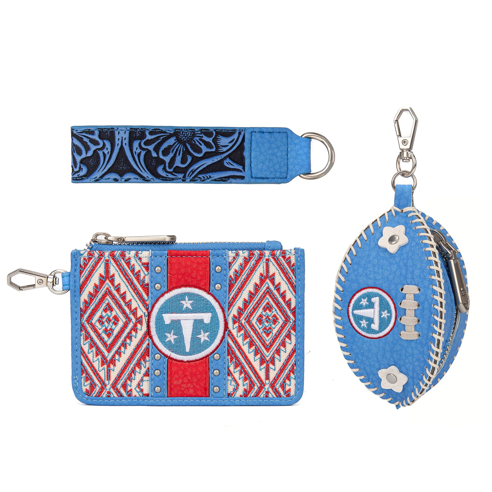 Portefeuille et bracelet porte-clés football Montana West Tennessee Titans pour femmes