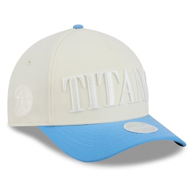 Tennessee Titans New Era Women's Tonal A-Frame 9FORTY Adjustable Hat - Cream/Light Blue