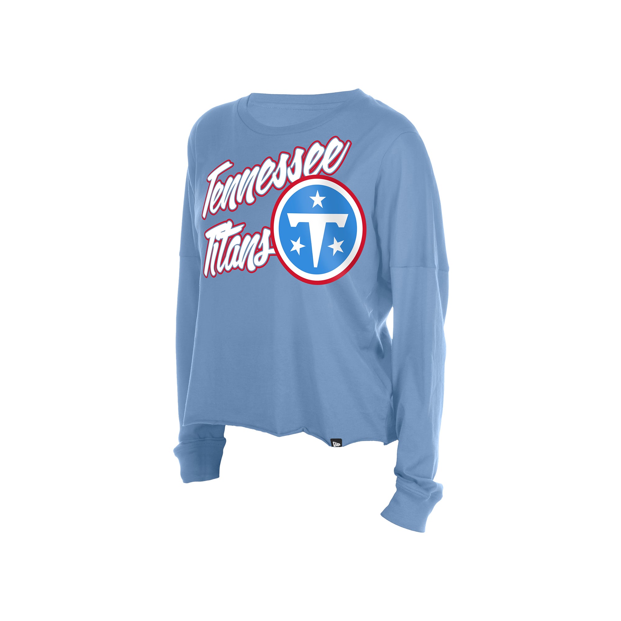 Women's New Era Light Blue Tennessee Titans Cropped Oversized Long Sleeve T-Shirt