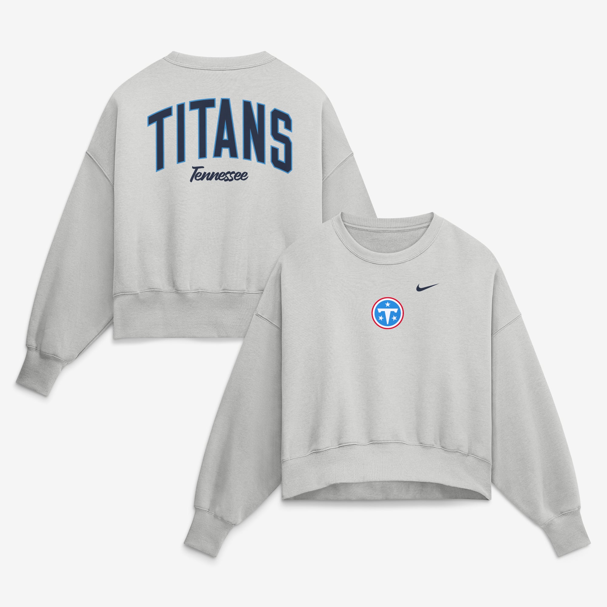 Women's Nike Gray Tennessee Titans Oversized Primetime Phoenix Fleece Sweatshirt