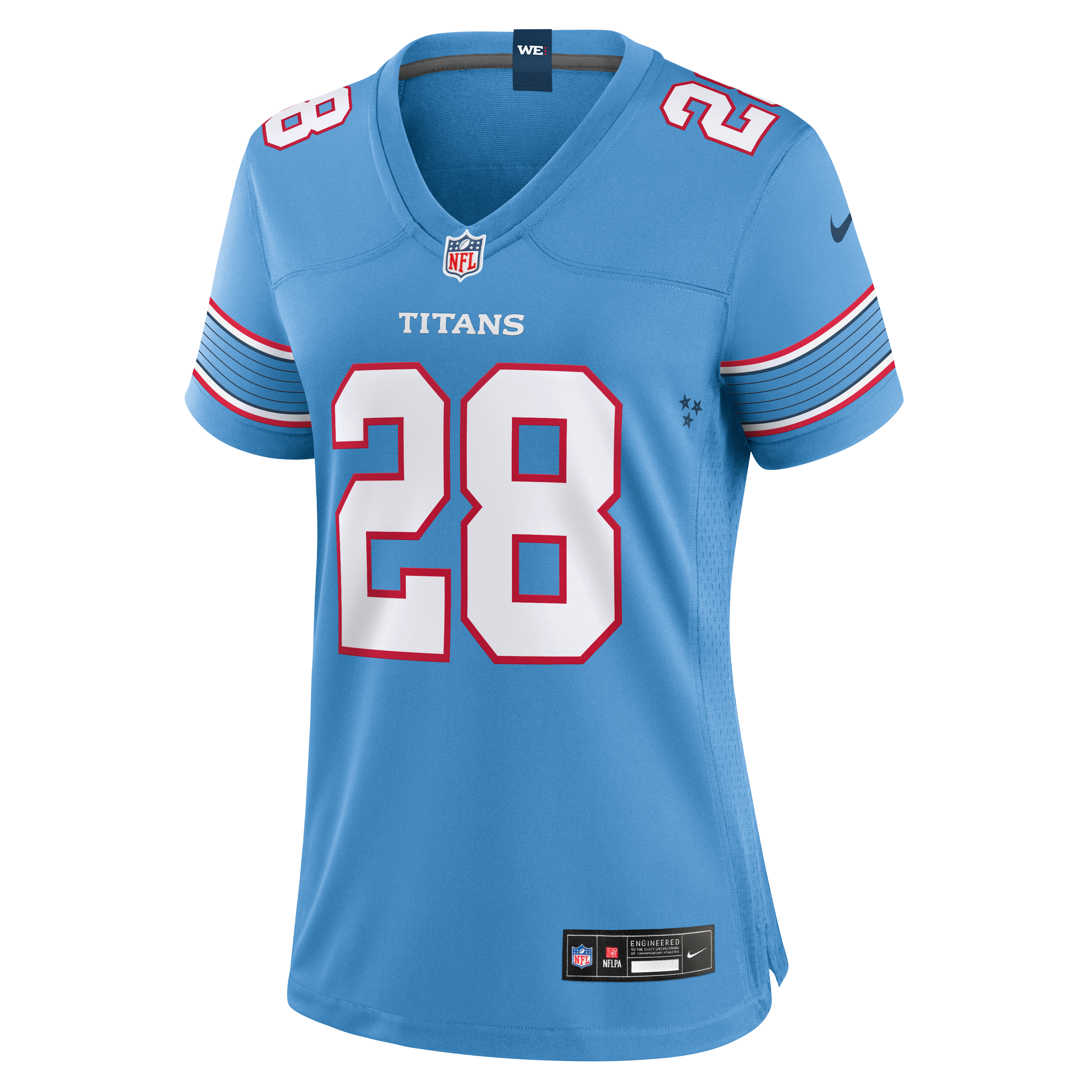 Maillot de match Nike Isaiah Oliver bleu clair des Tennessee Titans pour femmes