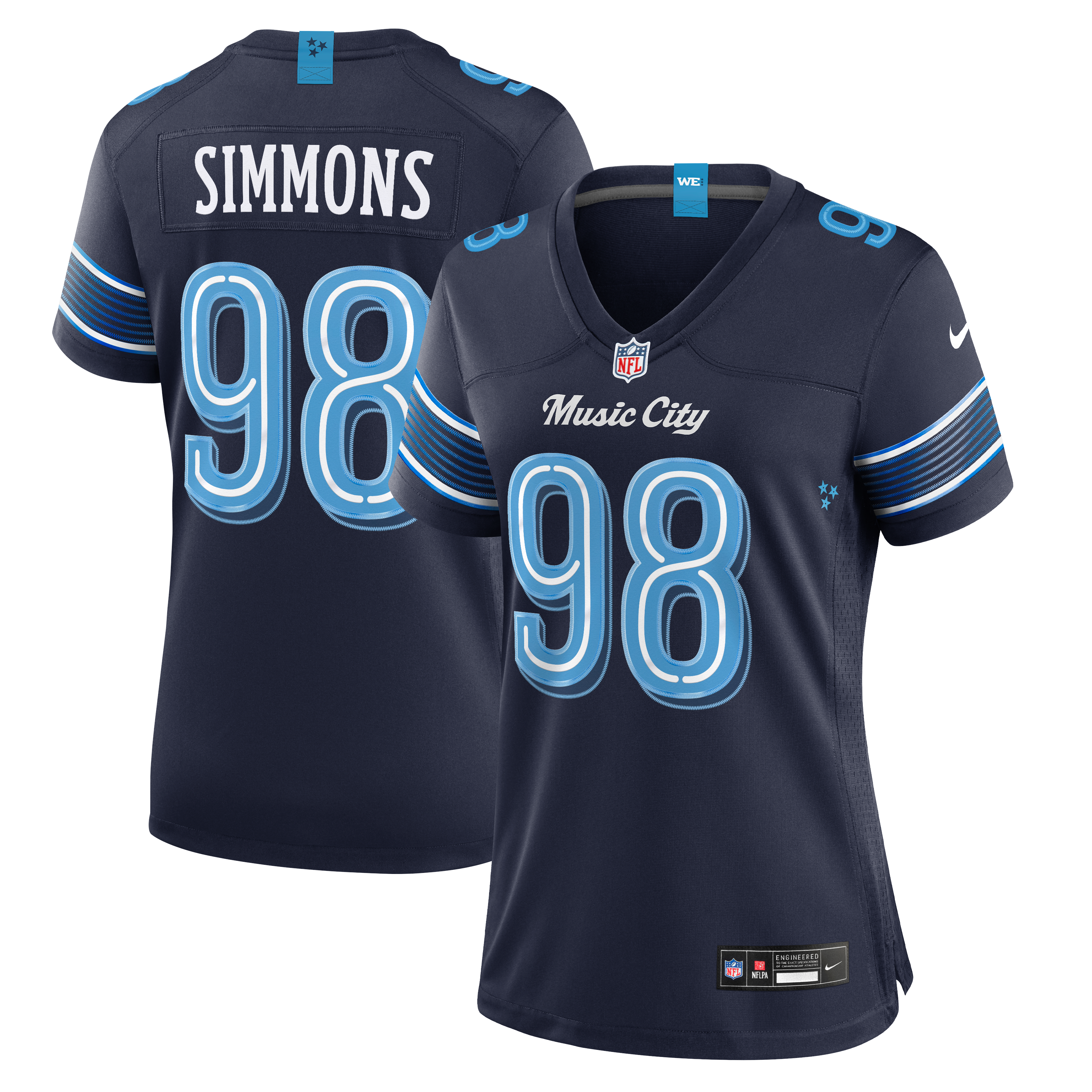 Women's Nike Jeffery Simmons Navy Tennessee Titans 2026 Rivalries Collection Game Jersey