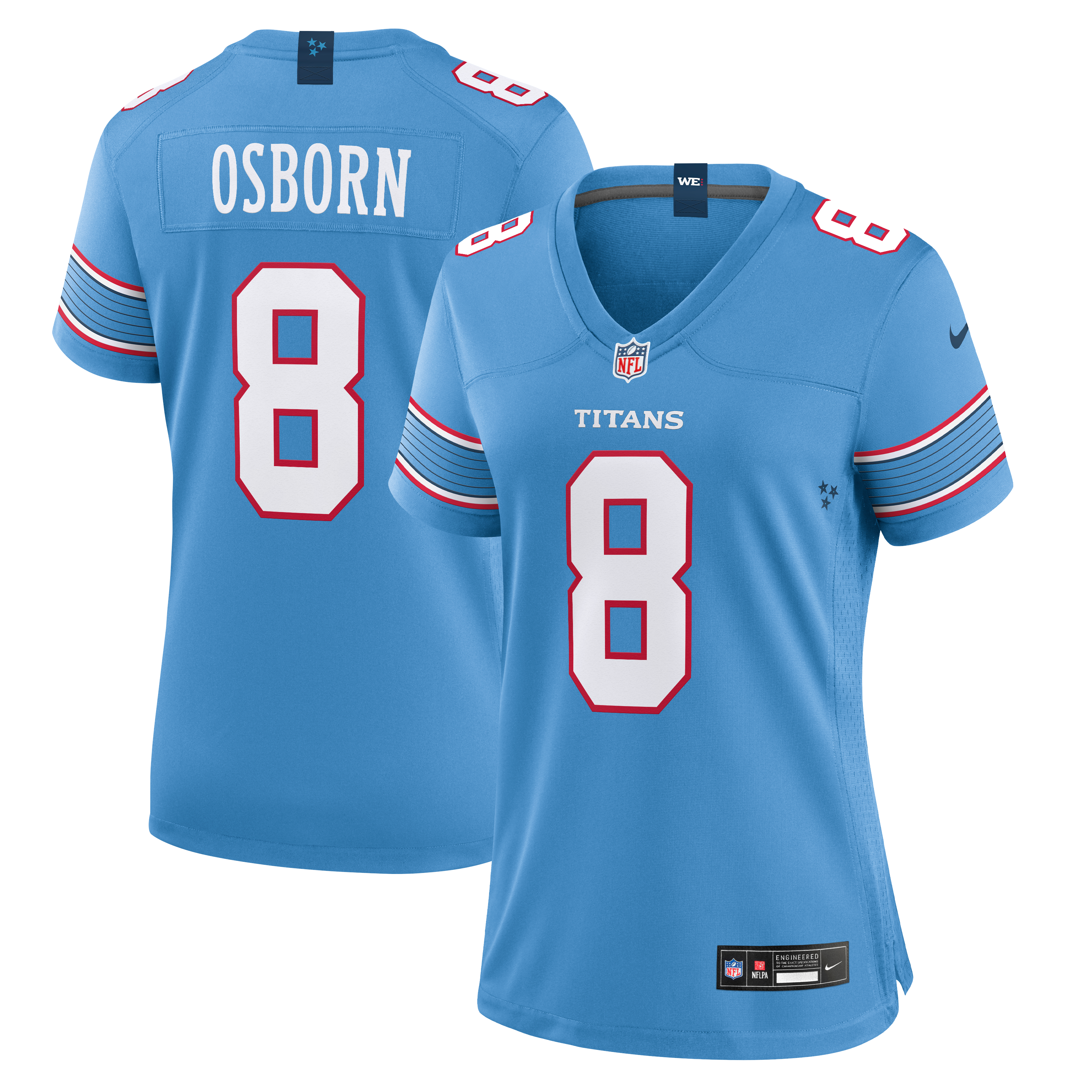 Maillot de match Nike K.J. Osborn bleu clair pour femme, Tennessee Titans