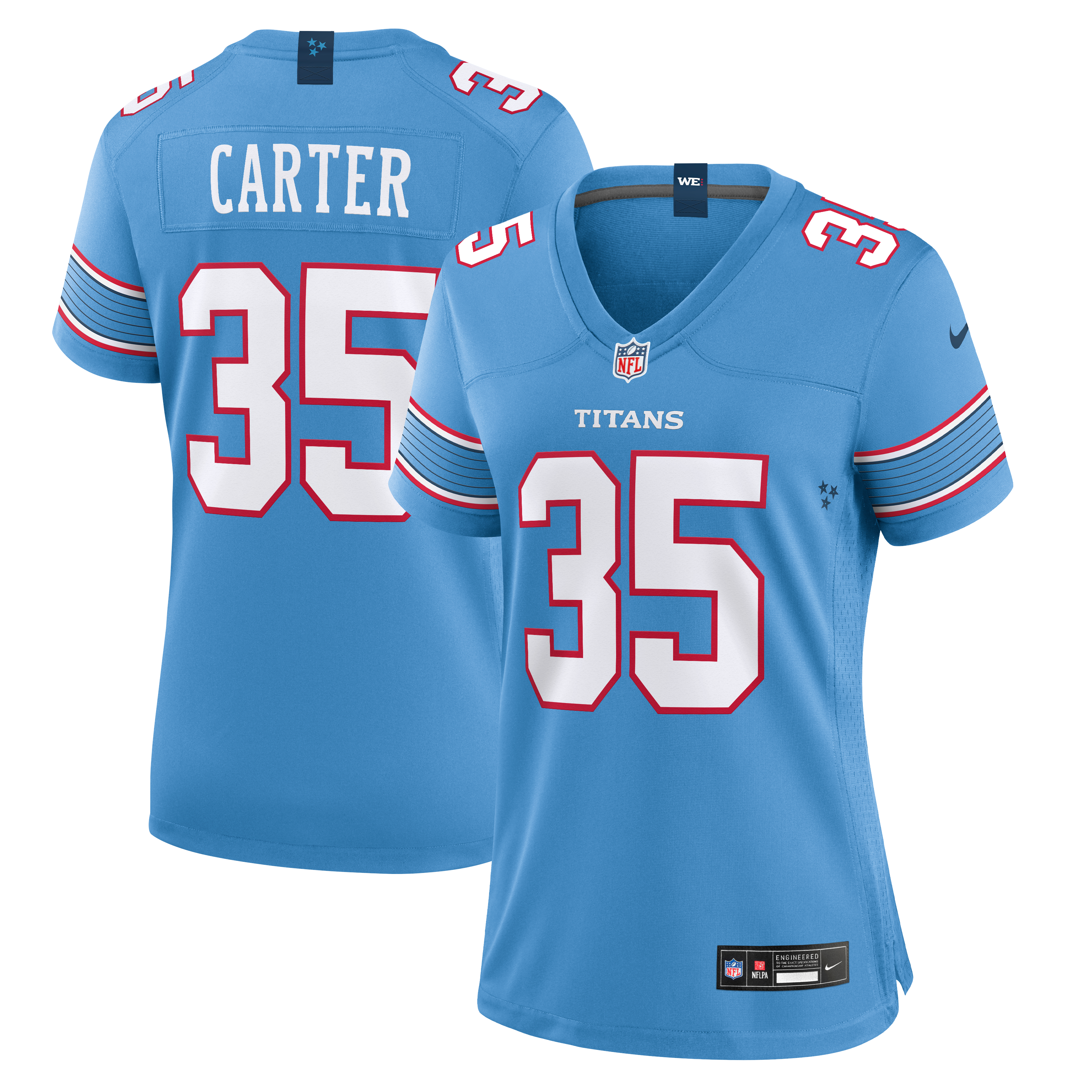 Maillot de match Nike Michael Carter bleu clair pour femme, Tennessee Titans