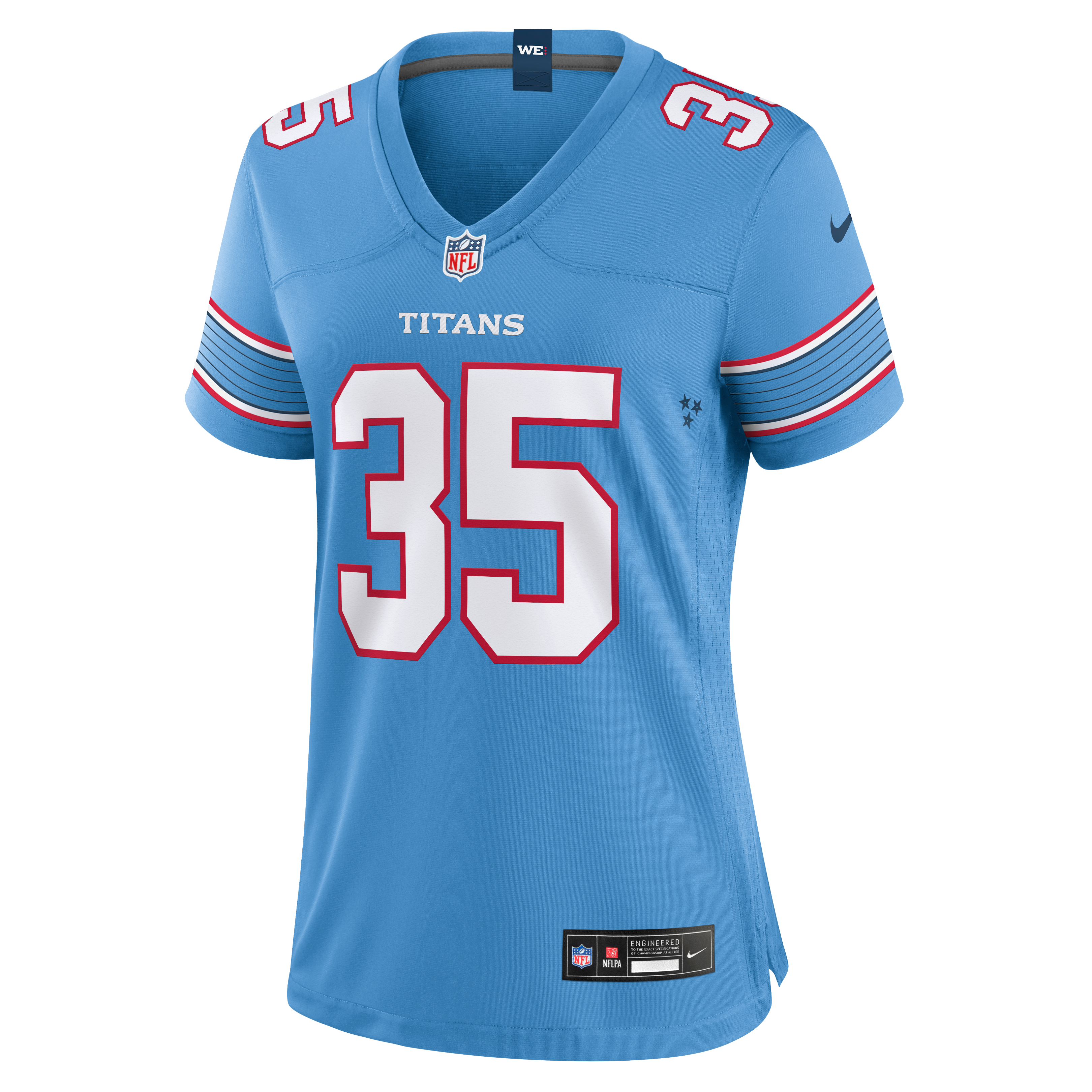 Maillot de match Nike Michael Carter bleu clair pour femme, Tennessee Titans