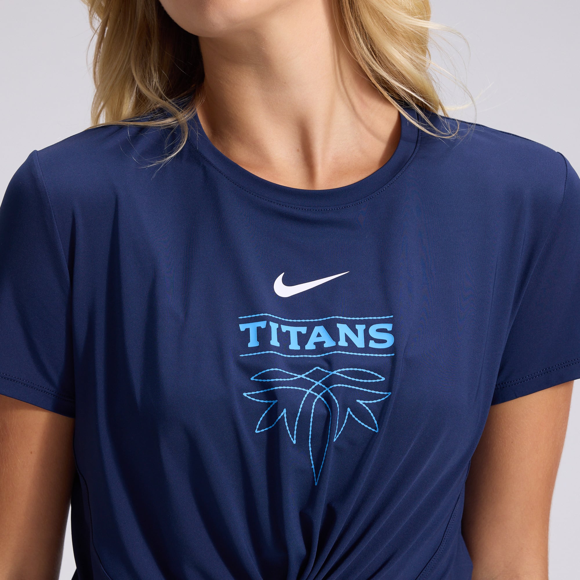 Women's Nike  Navy Tennessee Titans 2026 Rivalries Collection Classic Twist Cropped T-Shirt