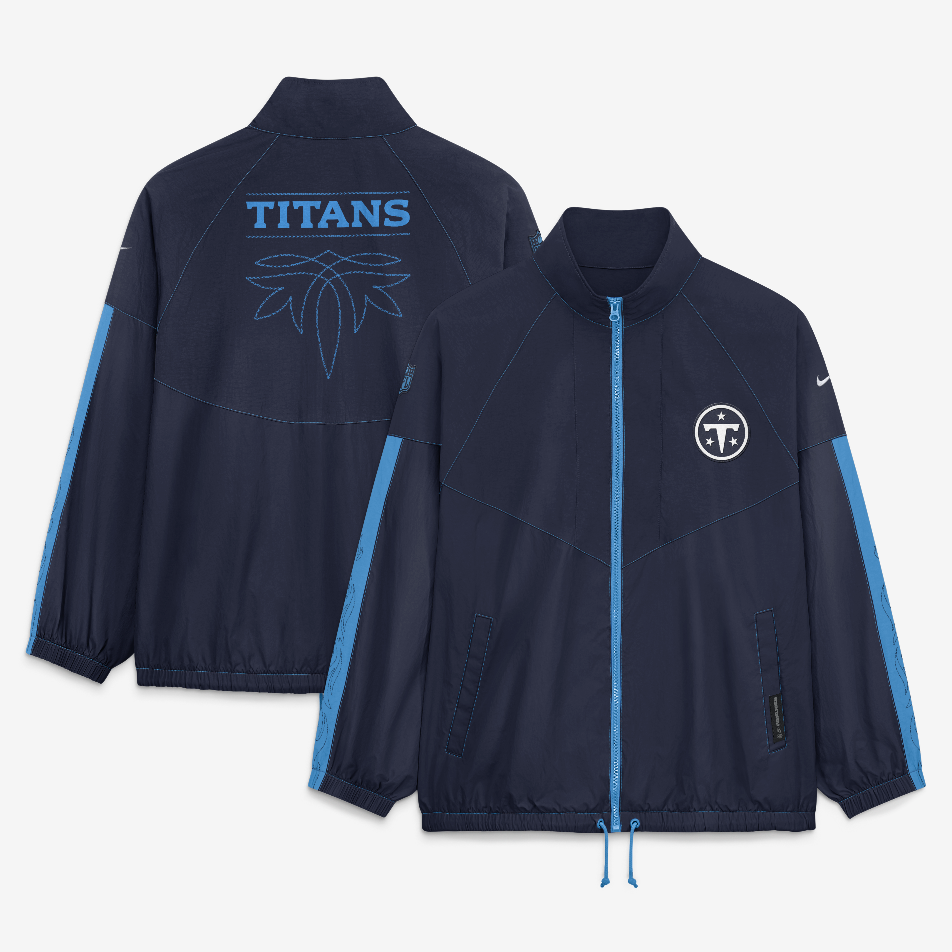 Veste zippée oversize Nike pour femme, collection Tennessee Titans 2026 Rivalries, bleu marine