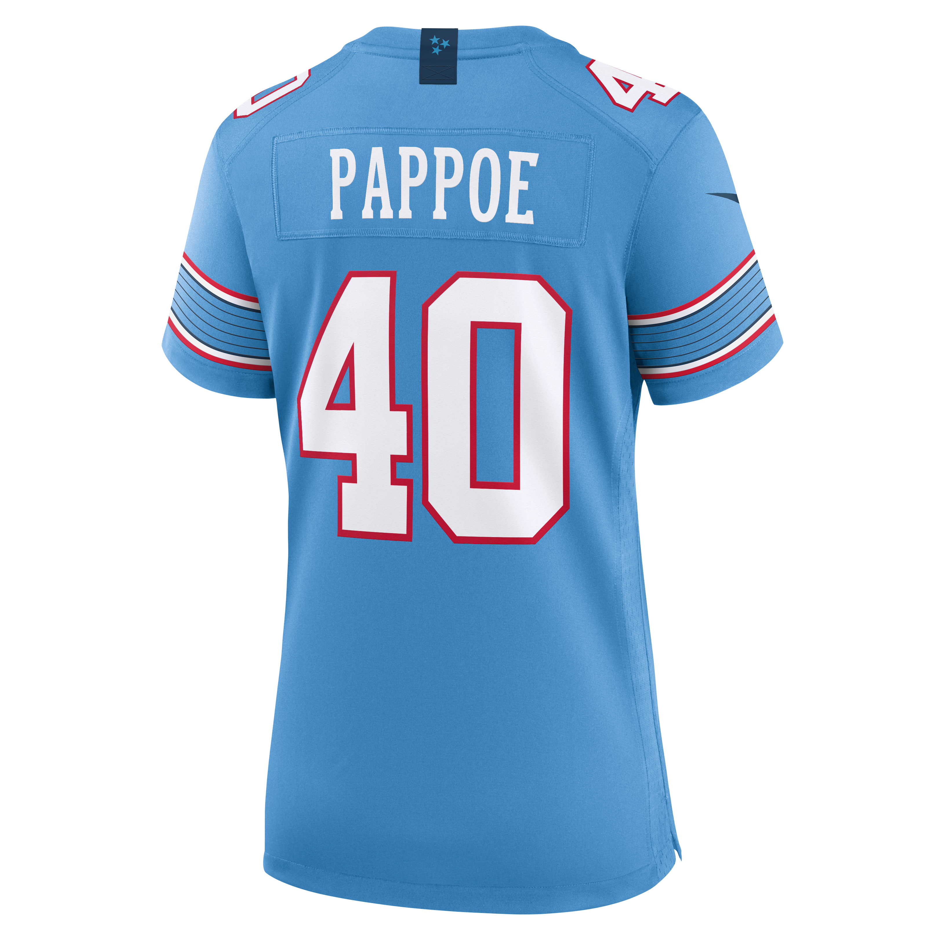 Maillot de match Nike Owen Pappoe bleu clair des Tennessee Titans pour femmes