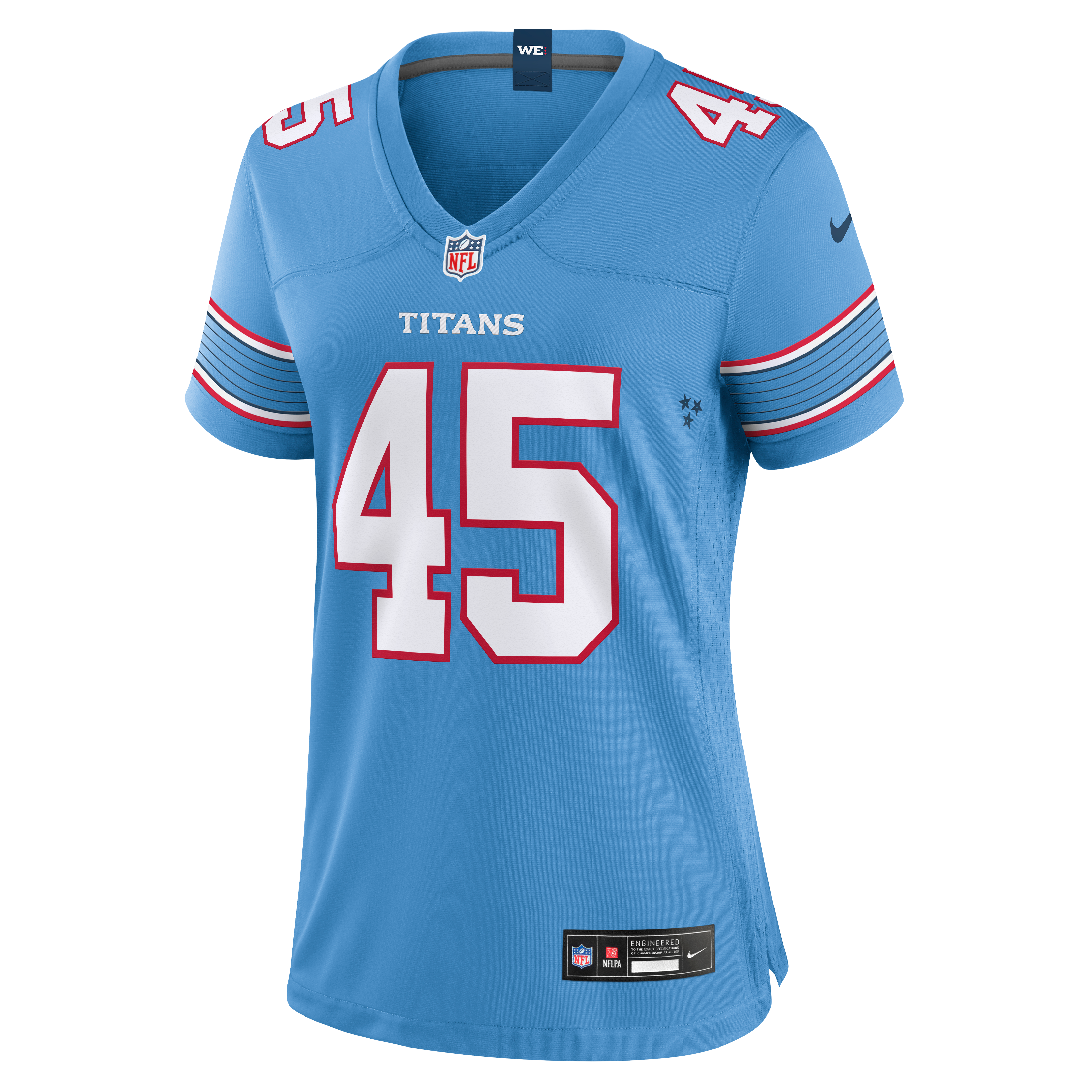 Maillot de match Nike Shemar Bartholomew bleu clair des Titans du Tennessee pour femmes