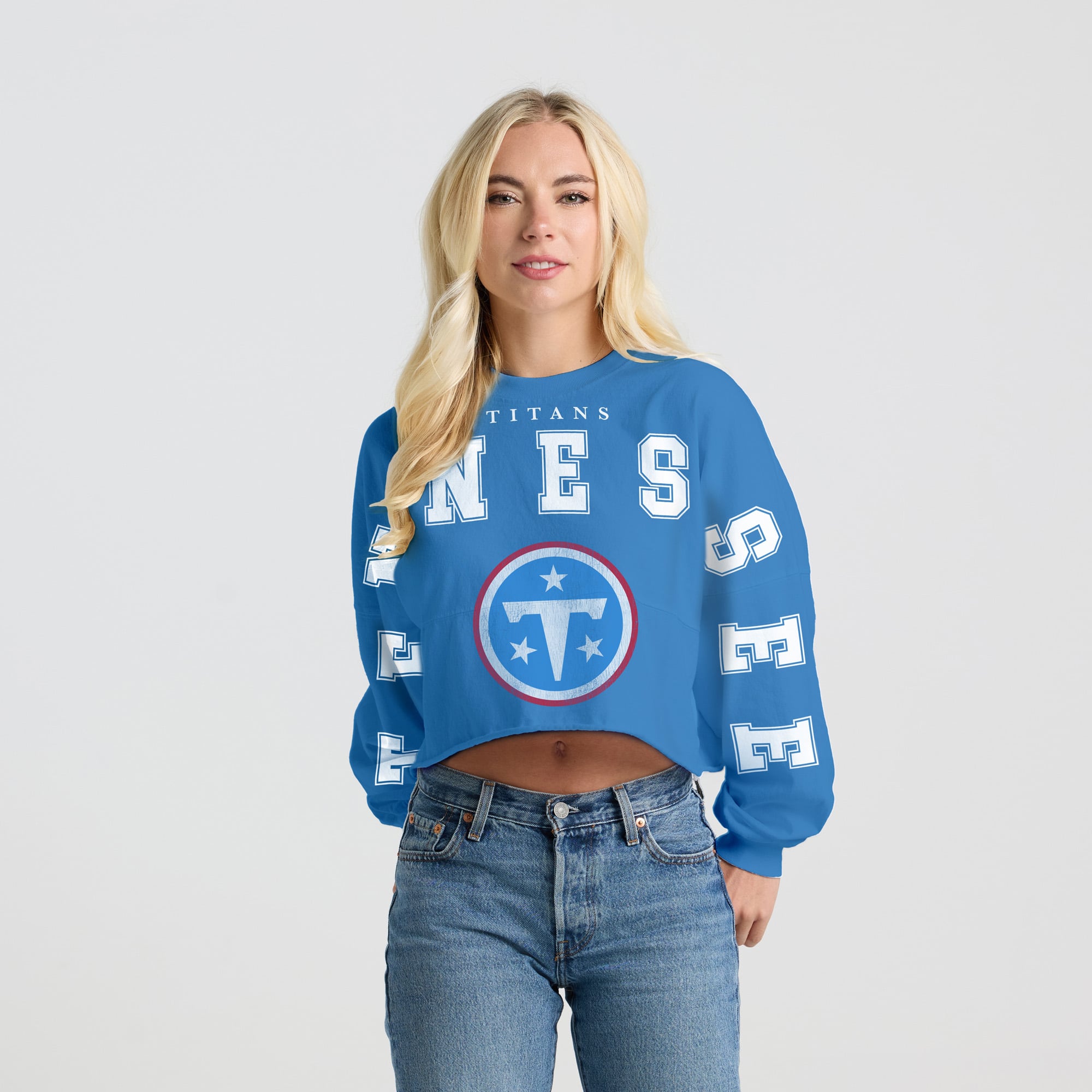 T-shirt court à manches longues Spirit Jersey bleu clair pour femme, Tennessee Titans