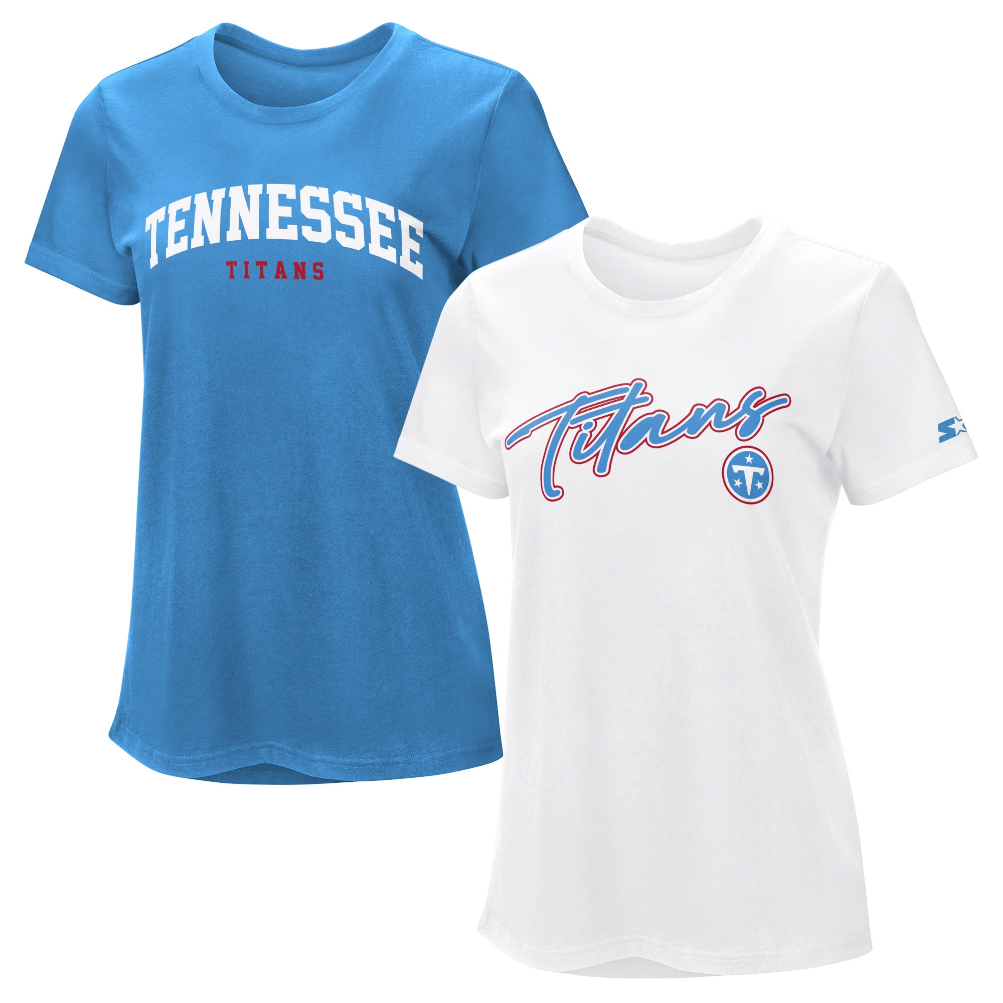 Pack de t-shirts Starter bleu clair/blanc Tennessee Titans pour femmes
