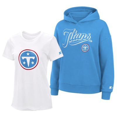  Tennessee Titans Starter Women's Hoodie & T-Shirt Combo Pack - Navy/Light Blue