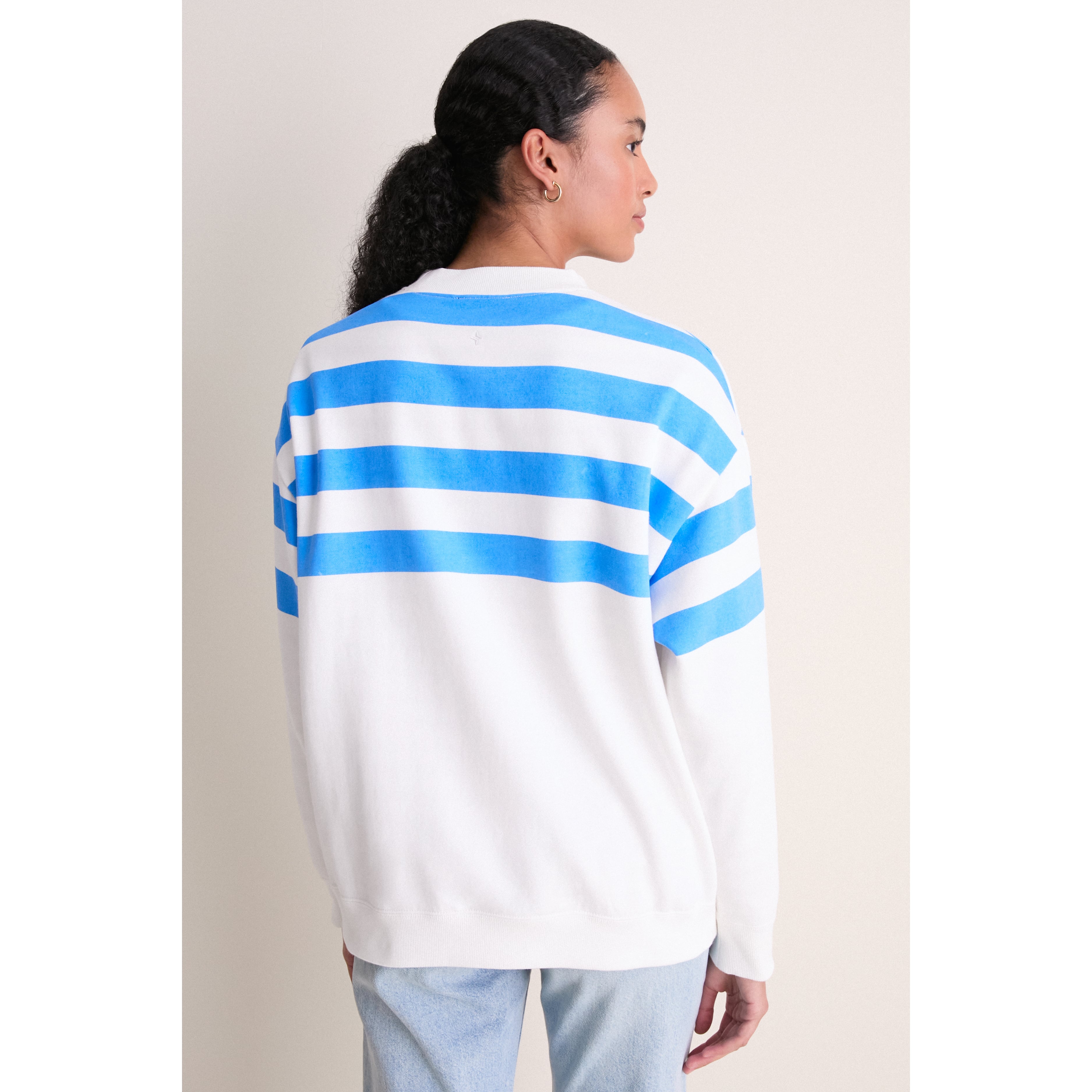 Sweat-shirt rayé blanc/bleu clair Tuckernuck pour femme, motif Tennessee Titans