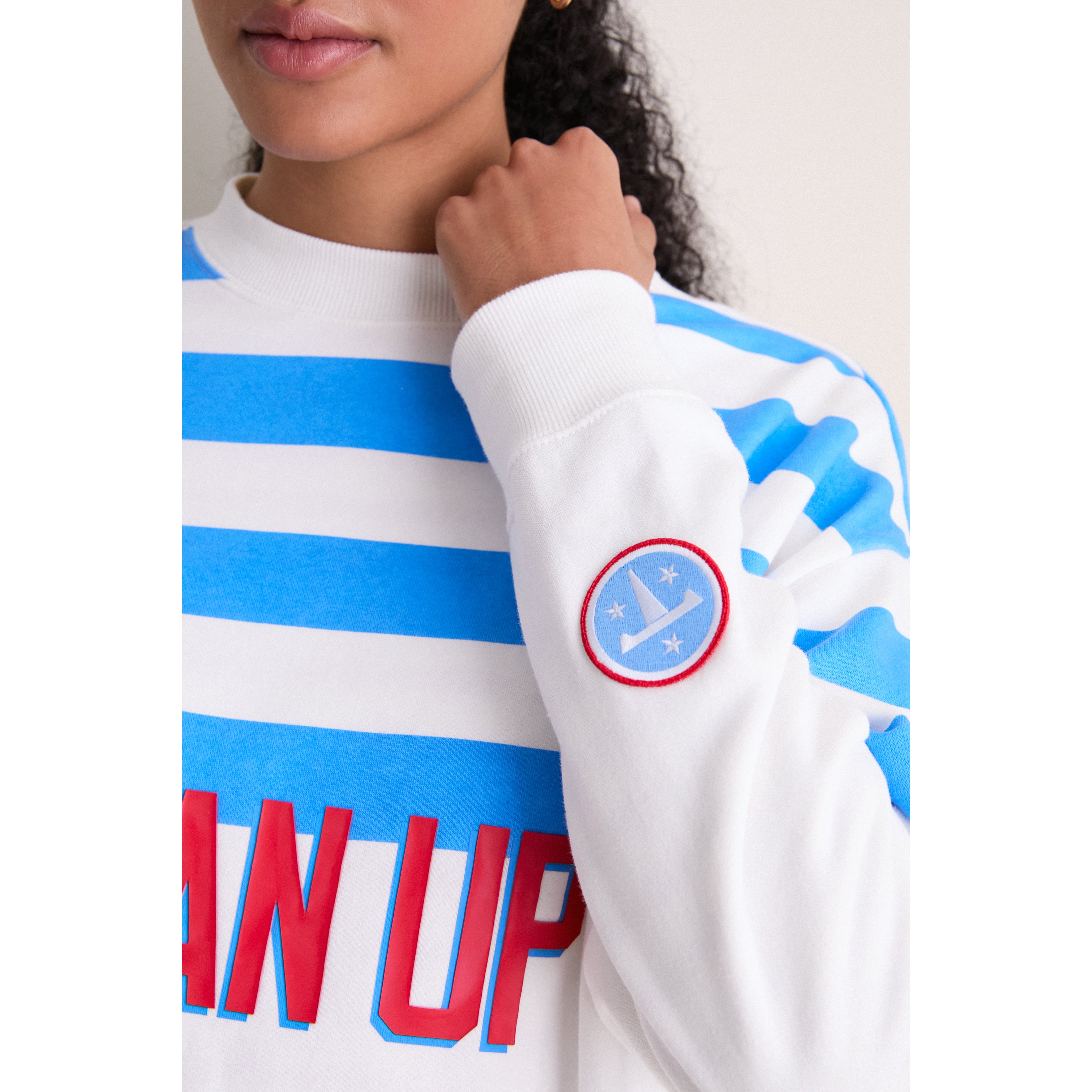 Sweat-shirt rayé blanc/bleu clair Tuckernuck pour femme, motif Tennessee Titans