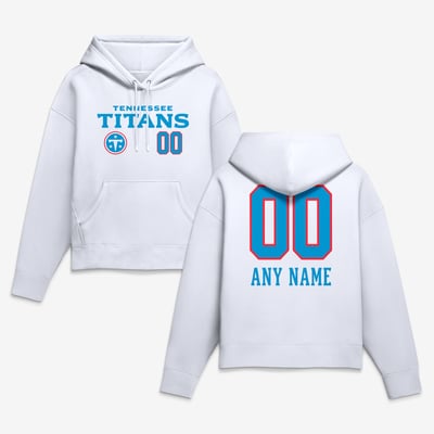 Tennessee Titans Women's Touchdown Wordmark Personalized Name & Number Hoodie - White